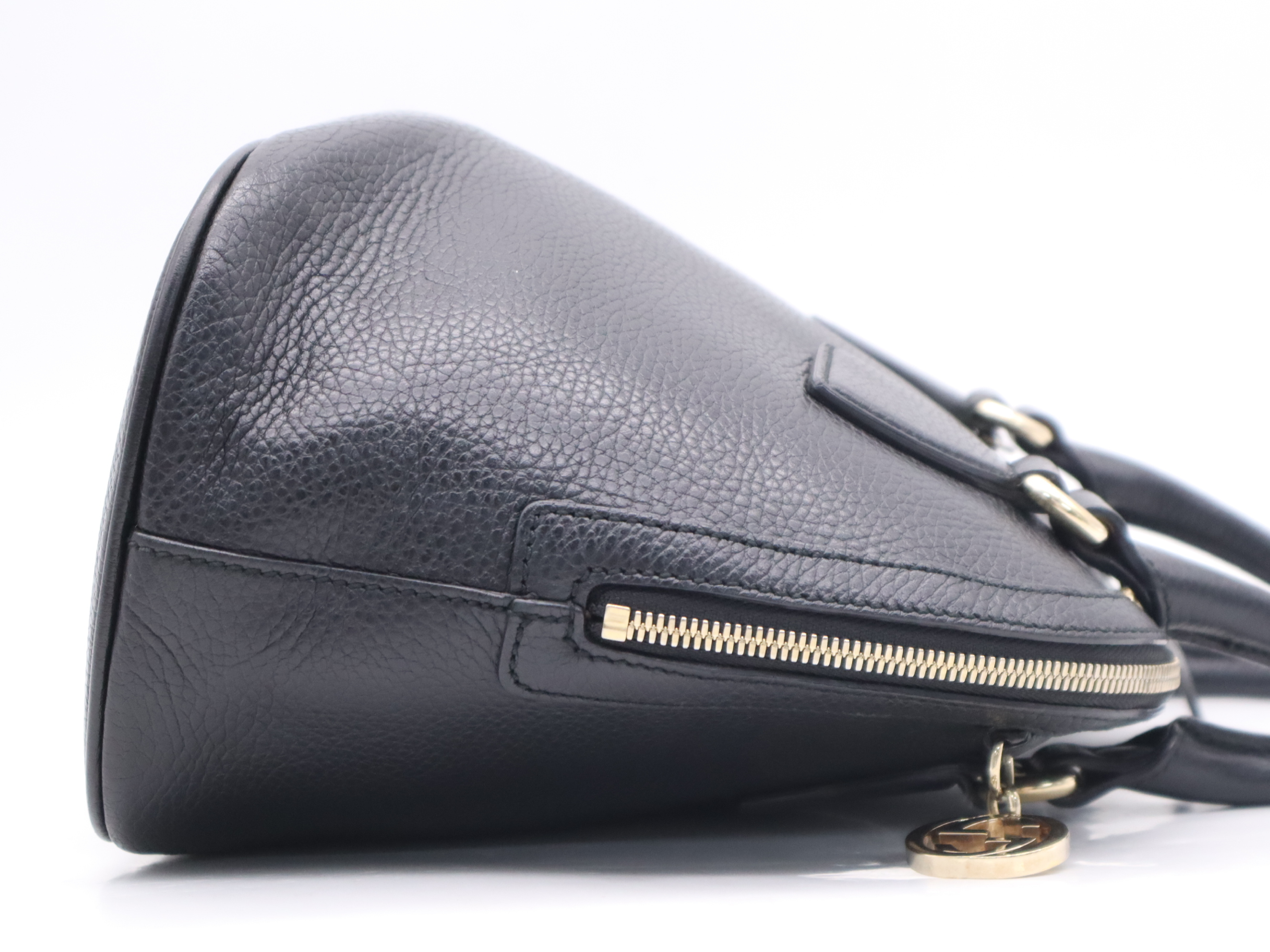 449662 Leather Handbag, Black, Gold Hardware — view 5