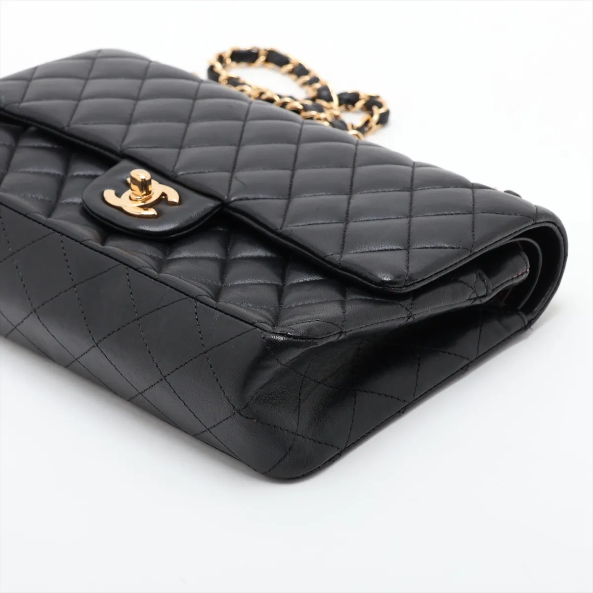 [Individually packaged] Chanel Matelassé 25 Lambskin Double Flap Double Chain Bag, Black with Gold Hardware, 19693633, Serial Number , A01112 — view 3