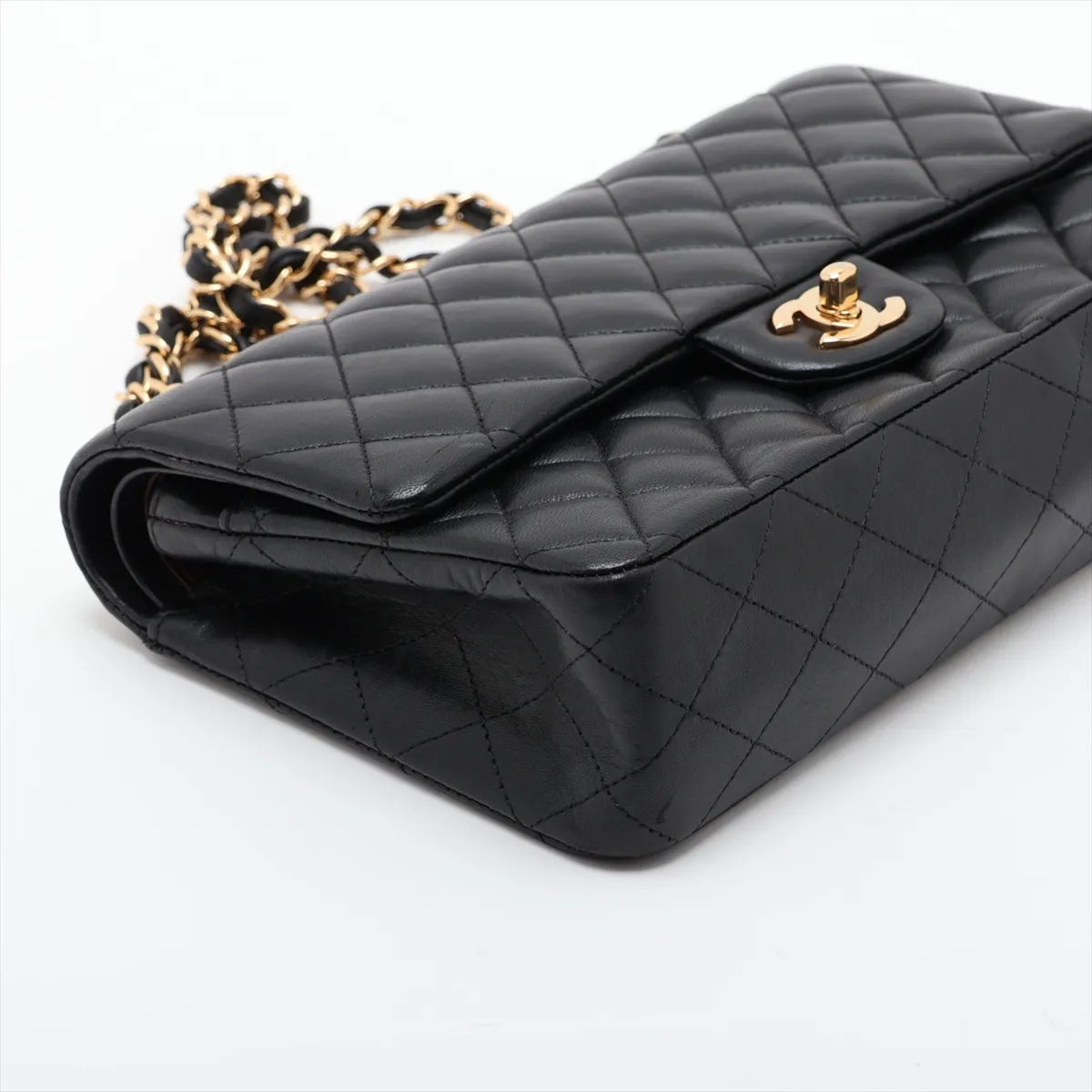 [Individually packaged] Chanel Matelassé 25 Lambskin Double Flap Double Chain Bag, Black with Gold Hardware, 19693633, Serial Number , A01112 — view 4