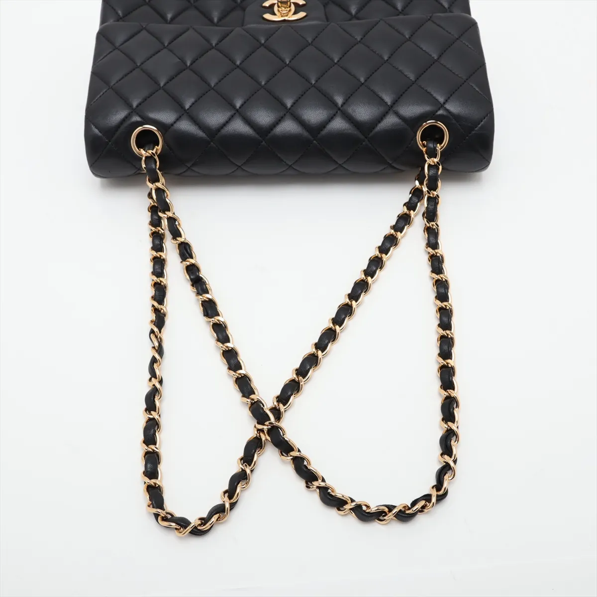 [Individually packaged] Chanel Matelassé 25 Lambskin Double Flap Double Chain Bag, Black with Gold Hardware, 19693633, Serial Number , A01112 — view 5