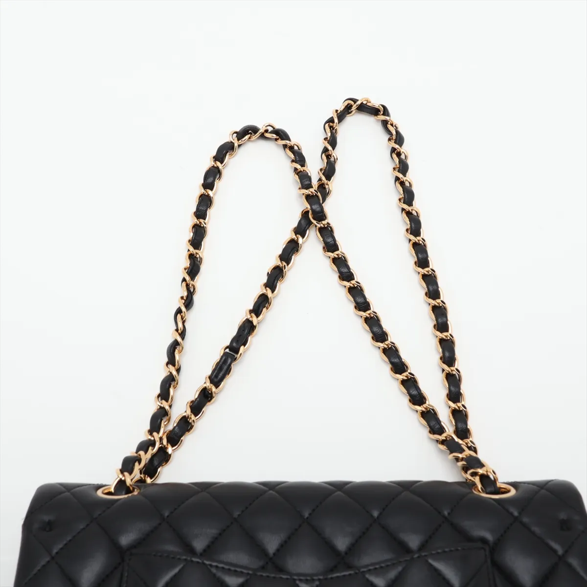 [Individually packaged] Chanel Matelassé 25 Lambskin Double Flap Double Chain Bag, Black with Gold Hardware, 19693633, Serial Number , A01112 — view 6
