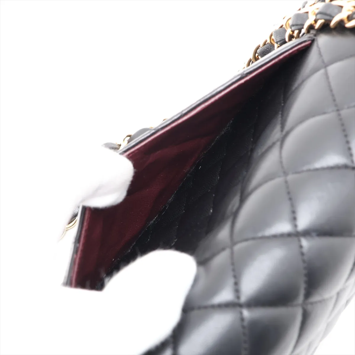 [Individually packaged] Chanel Matelassé 25 Lambskin Double Flap Double Chain Bag, Black with Gold Hardware, 19693633, Serial Number , A01112 — view 9