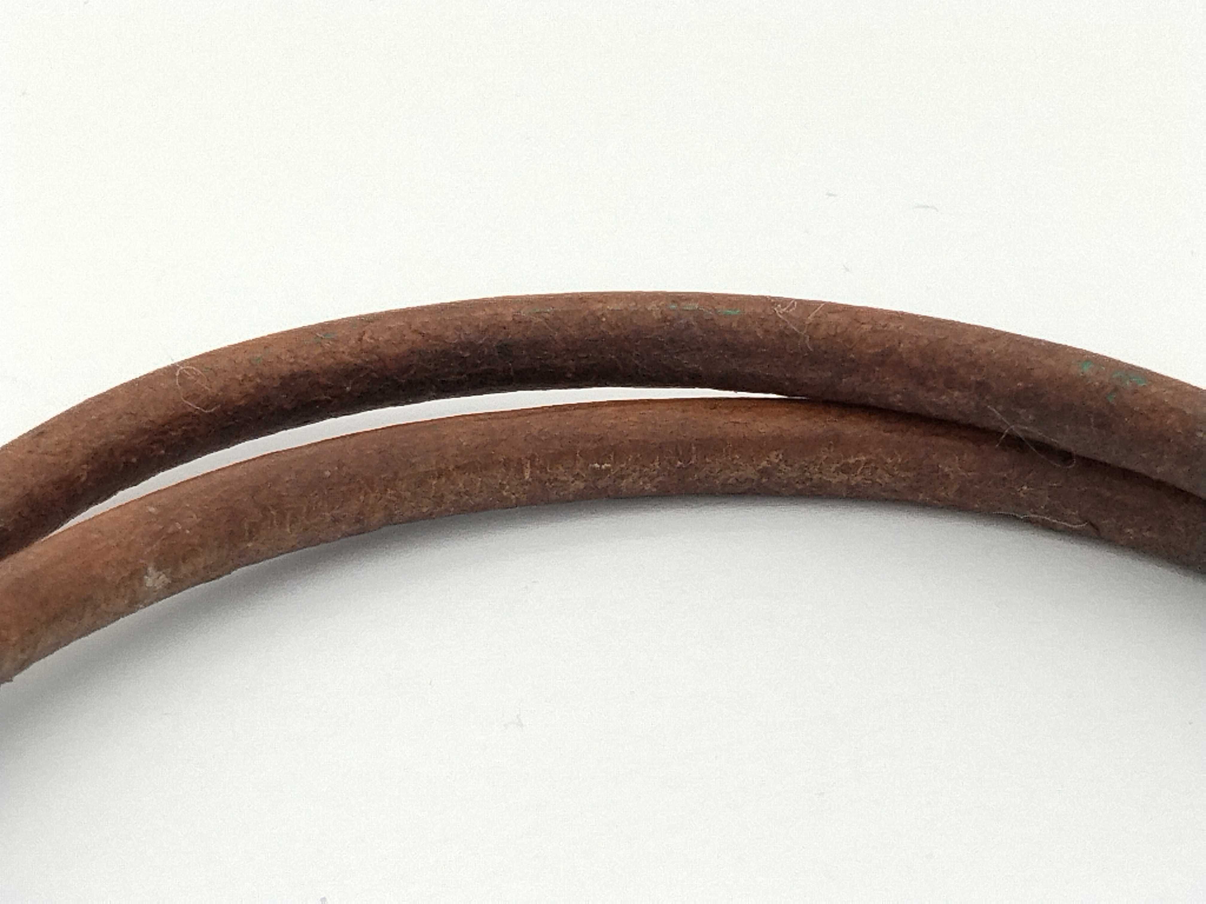 Jumbo Leather Brown Gold Bracelet Choker Bracelet/Bangle — view 4