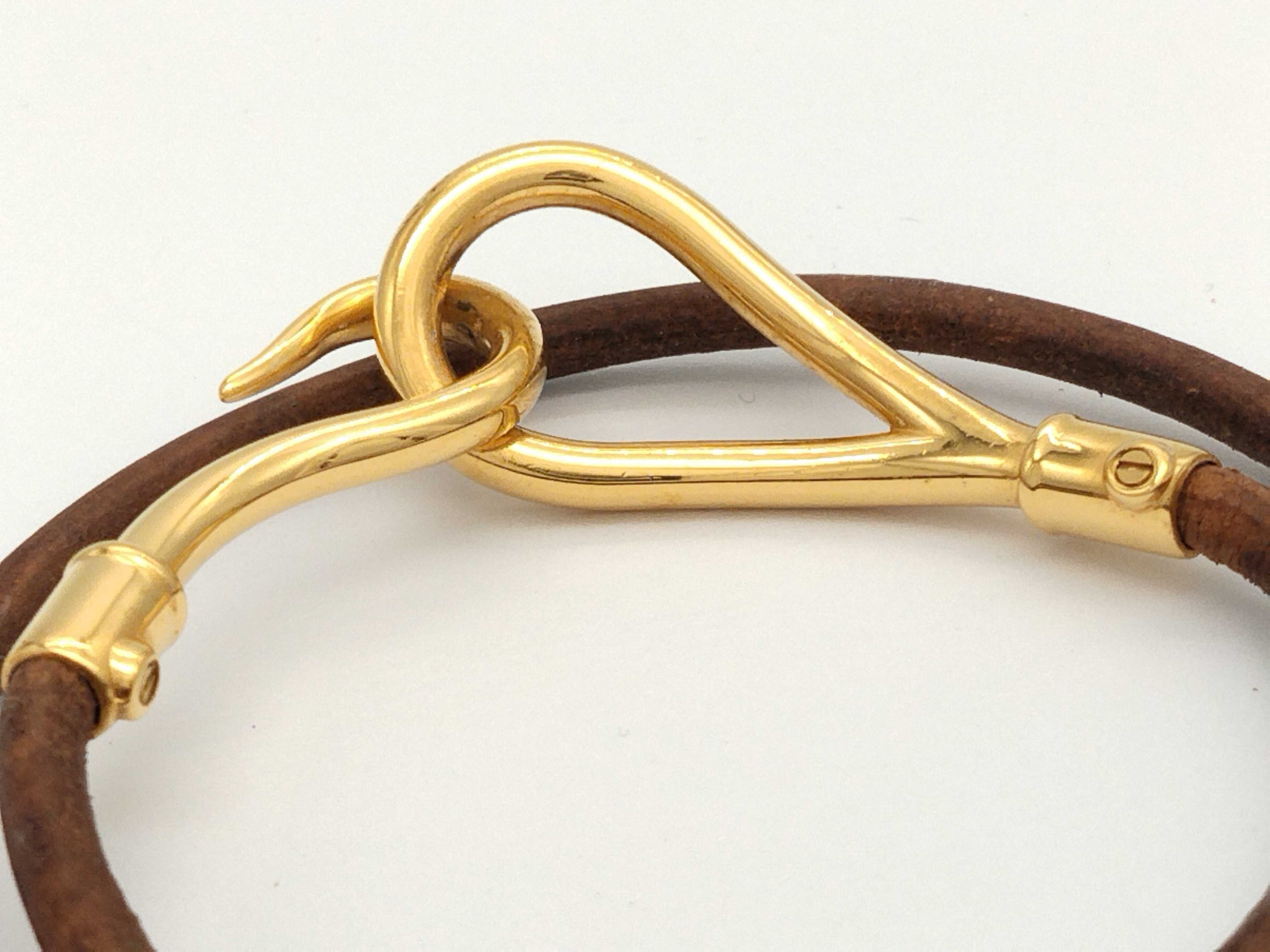 Jumbo Leather Brown Gold Bracelet Choker Bracelet/Bangle — view 7