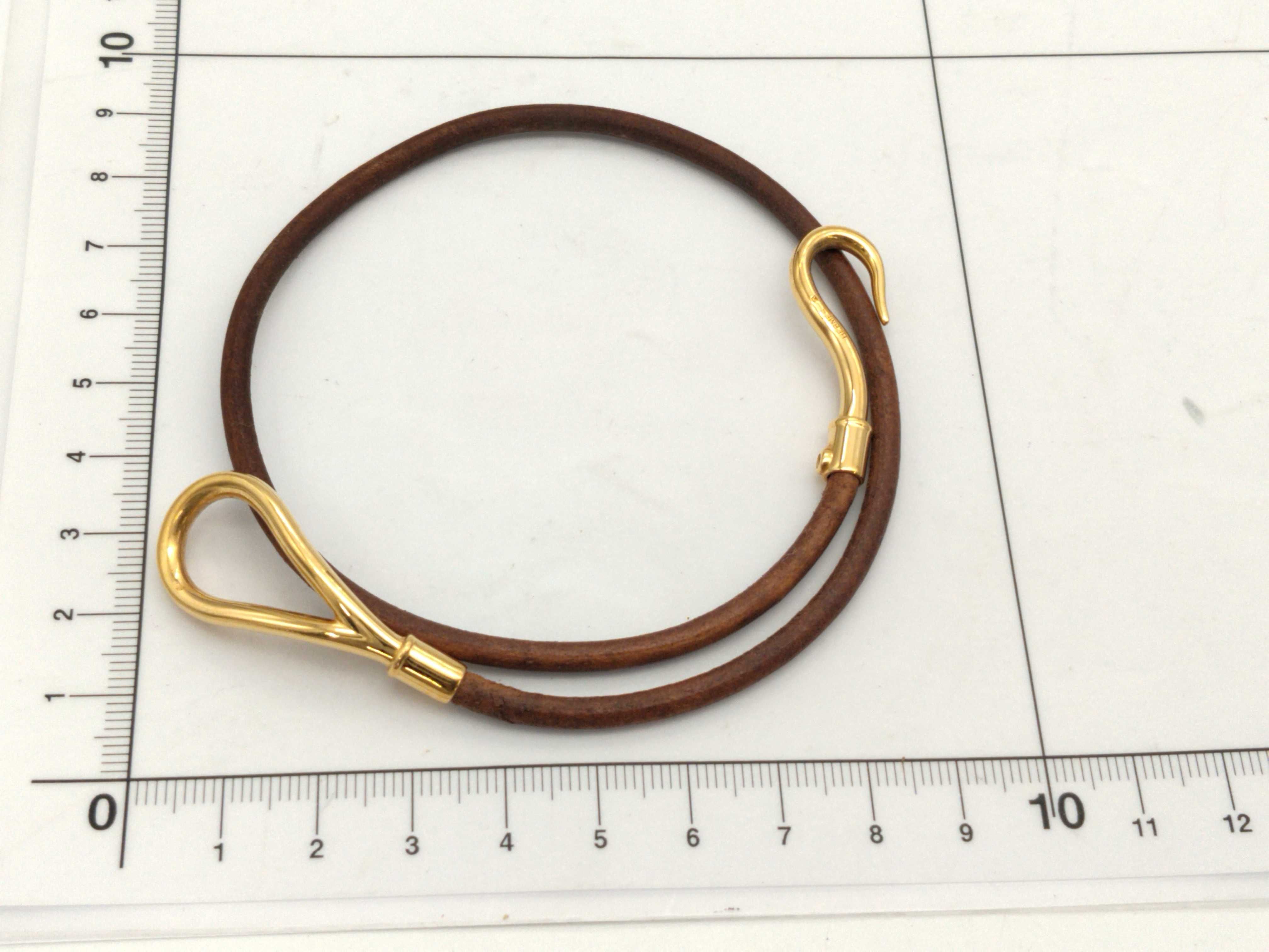 Jumbo Leather Brown Gold Bracelet Choker Bracelet/Bangle — view 9