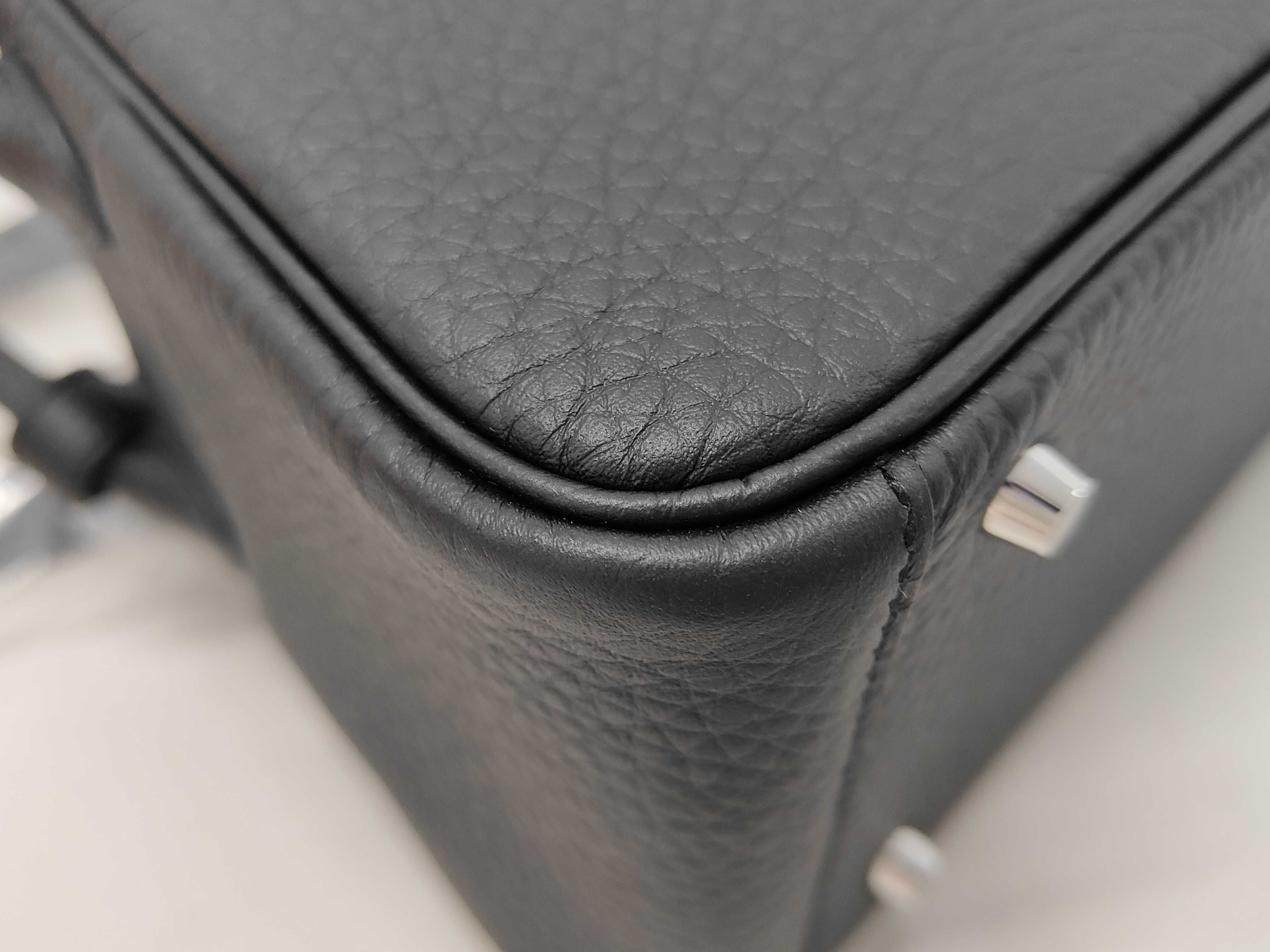 Mini Lindy 2 Shoulder Bag, Taurillon Clemence Leather, Black with Silver Hardware, K Stamp — view 7