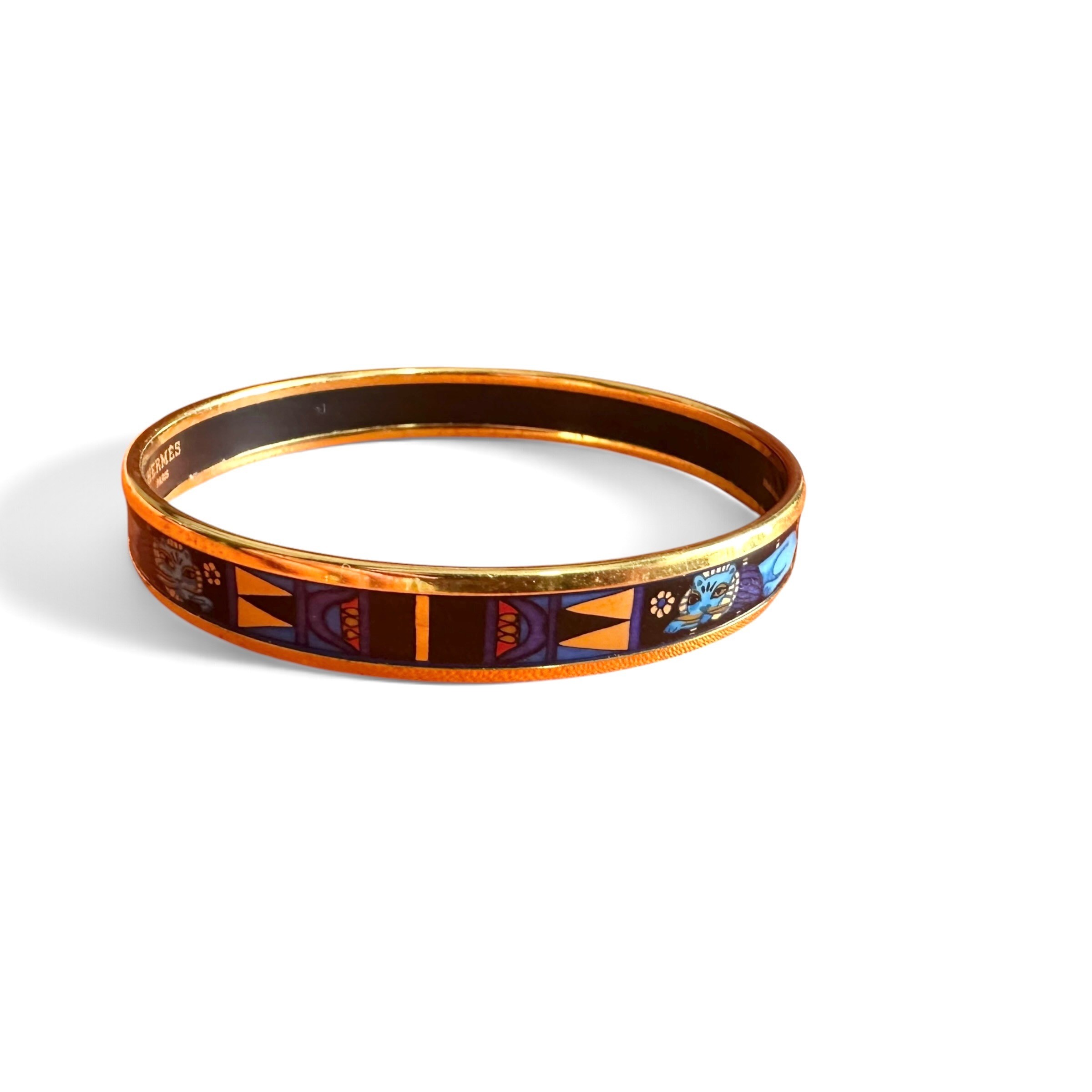 Enamel bangle, cloisonné enamel, animal design, gold, wrist circumference approximately 21.5 cm — view 2