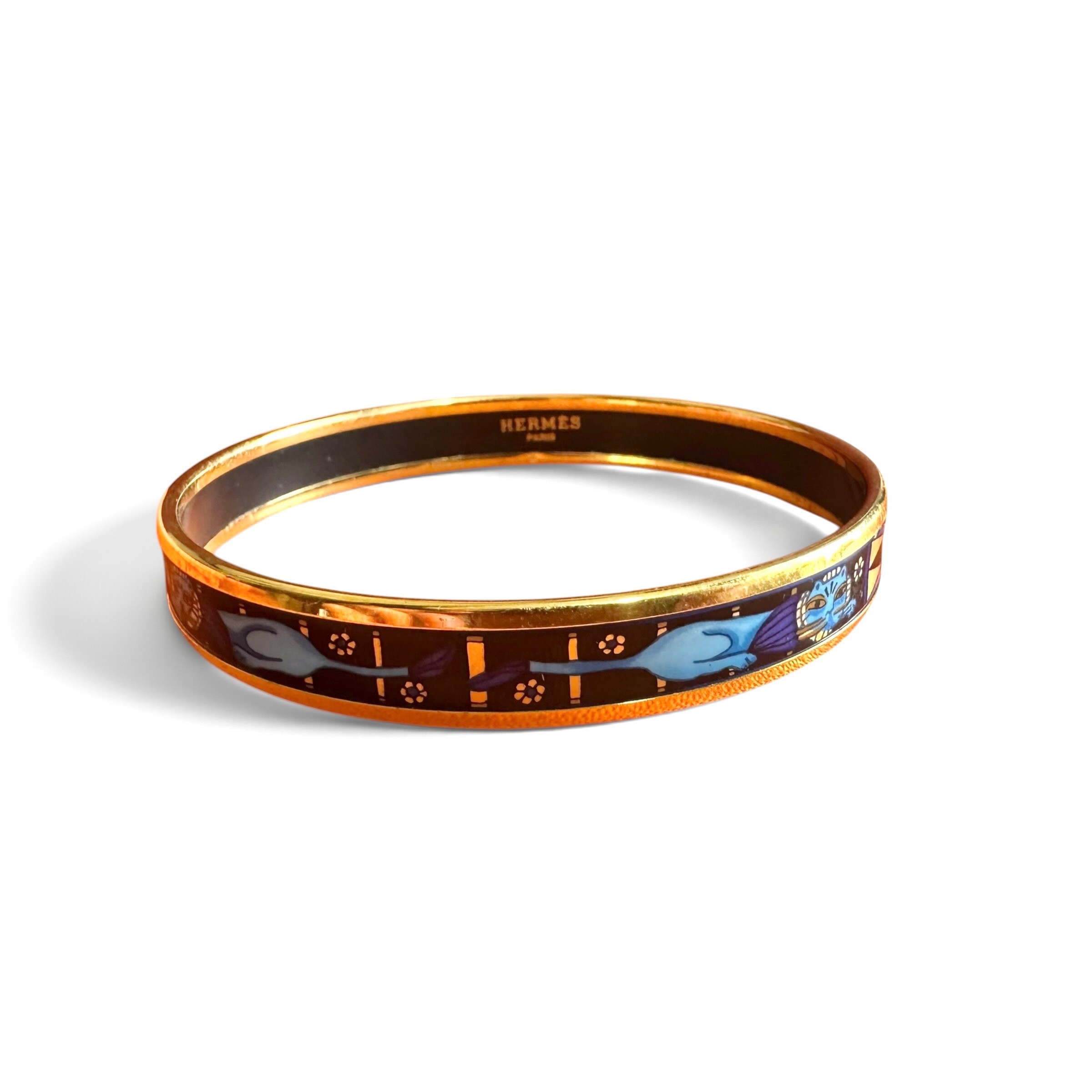 Enamel bangle, cloisonné enamel, animal design, gold, wrist circumference approximately 21.5 cm — view 3