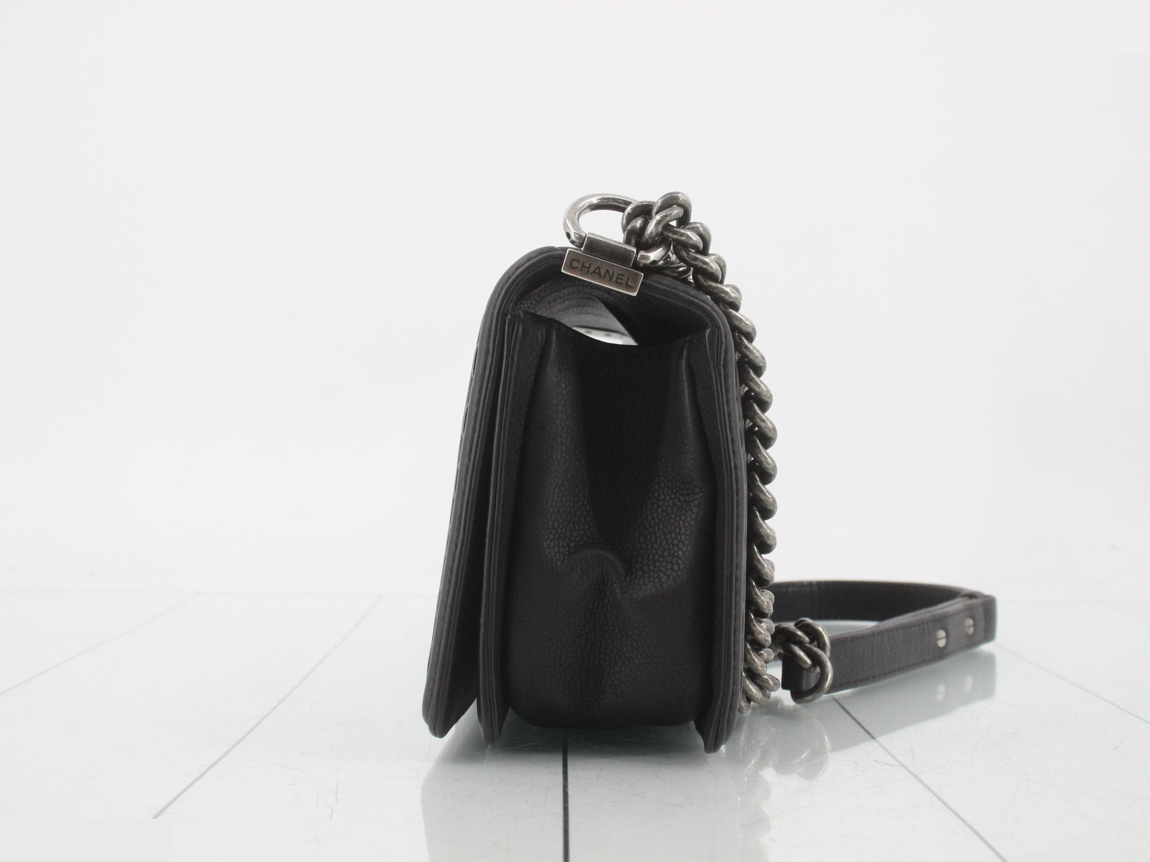 Boy Chanel Chain Shoulder Bag, Black — view 3