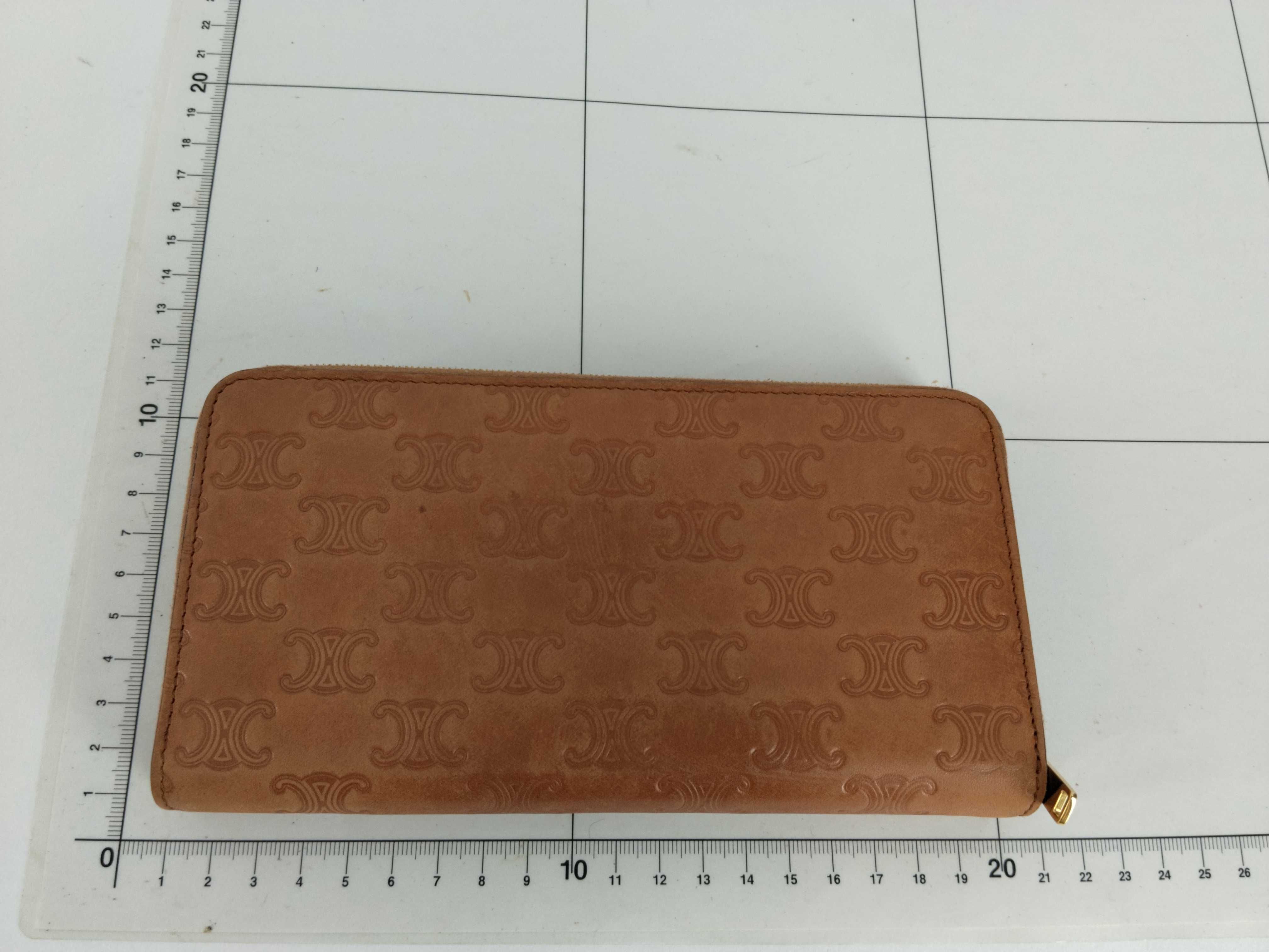 Triomphe Beige Round Zip Wallet — view 2