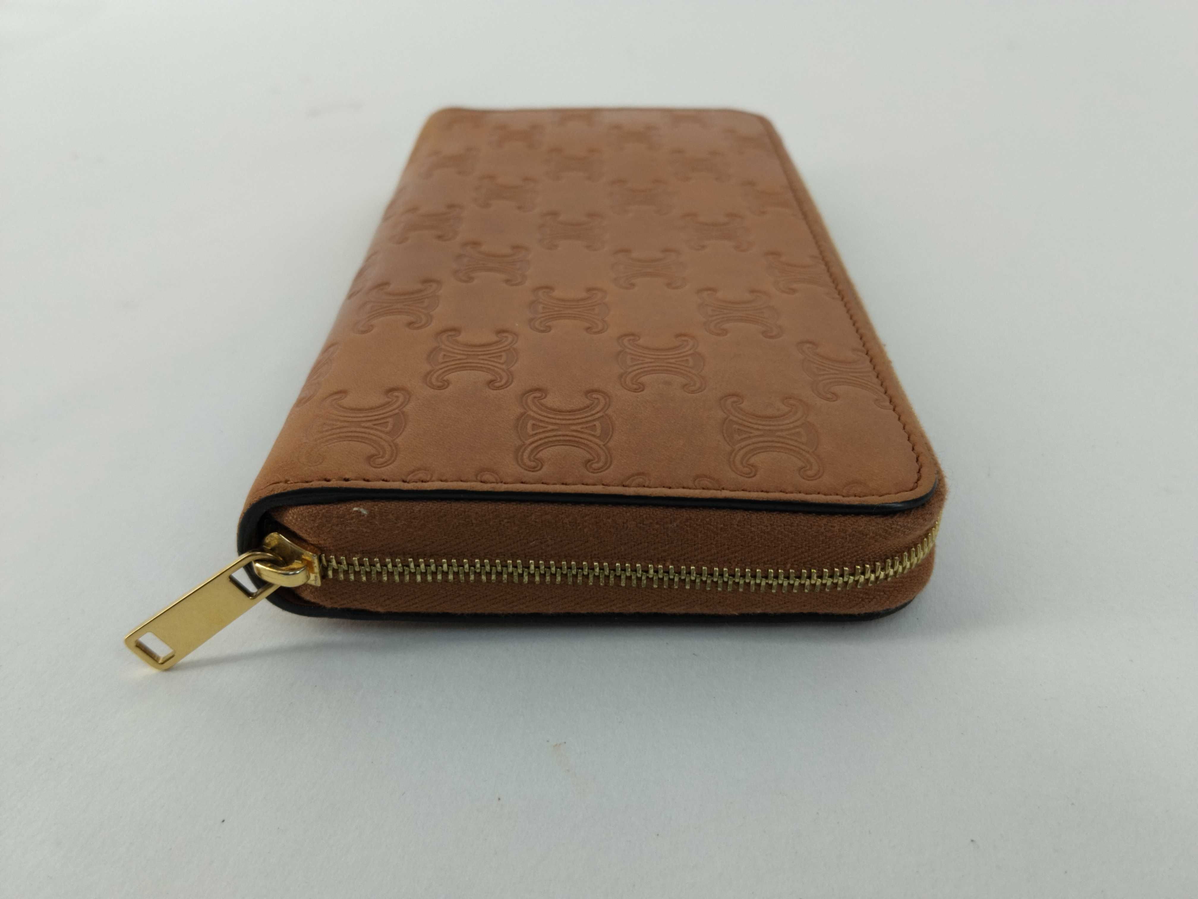 Triomphe Beige Round Zip Wallet — view 6