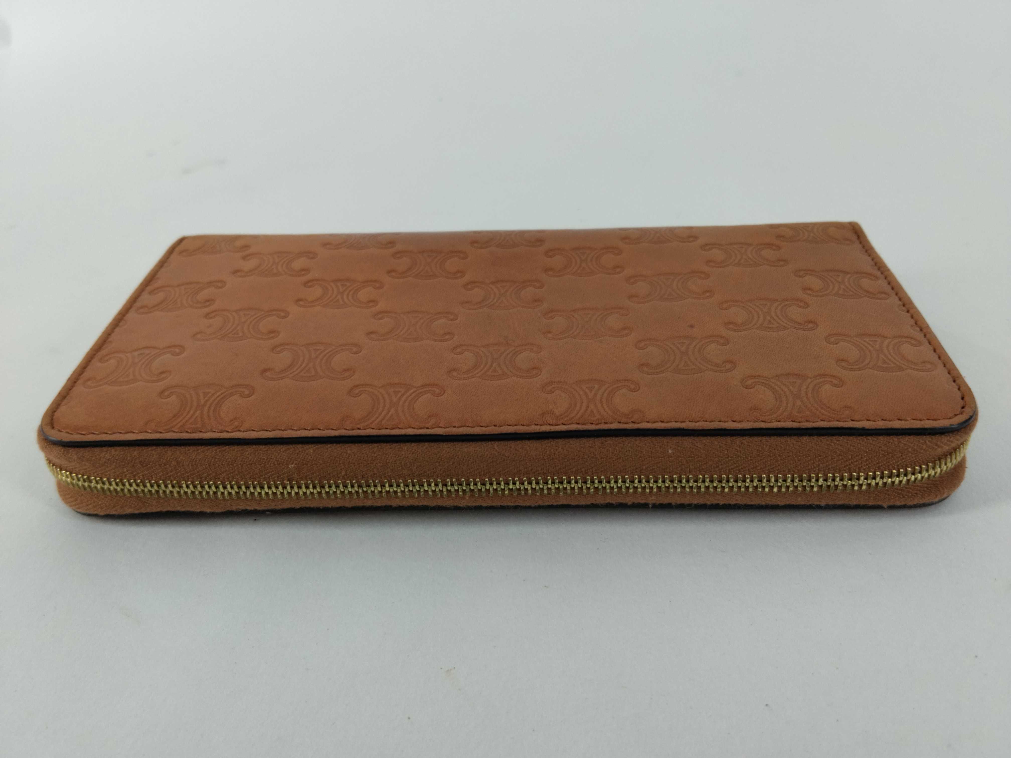 Triomphe Beige Round Zip Wallet — view 8