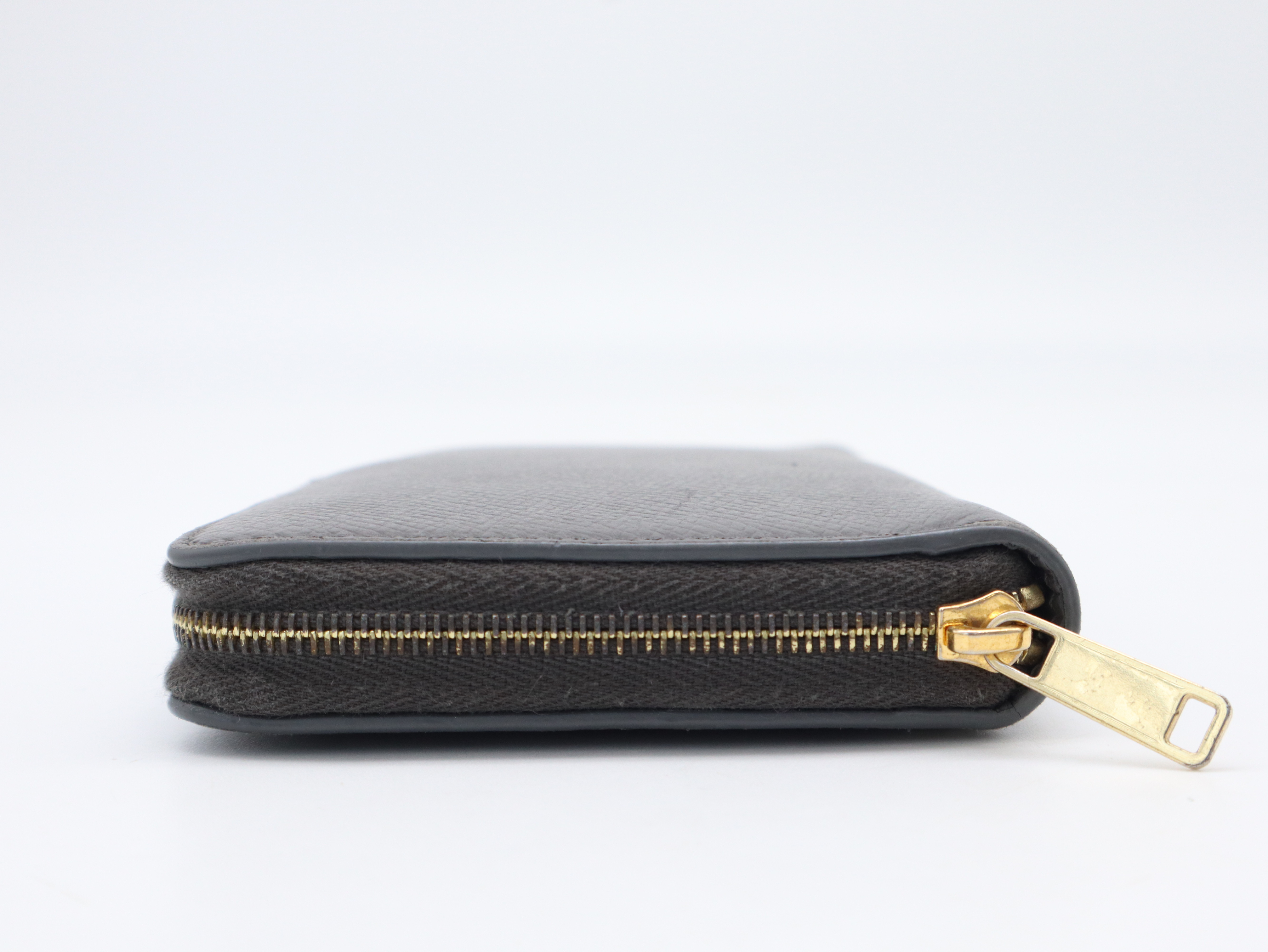 Leather Large Zipped Wallet Long Wallet Gray — view 3