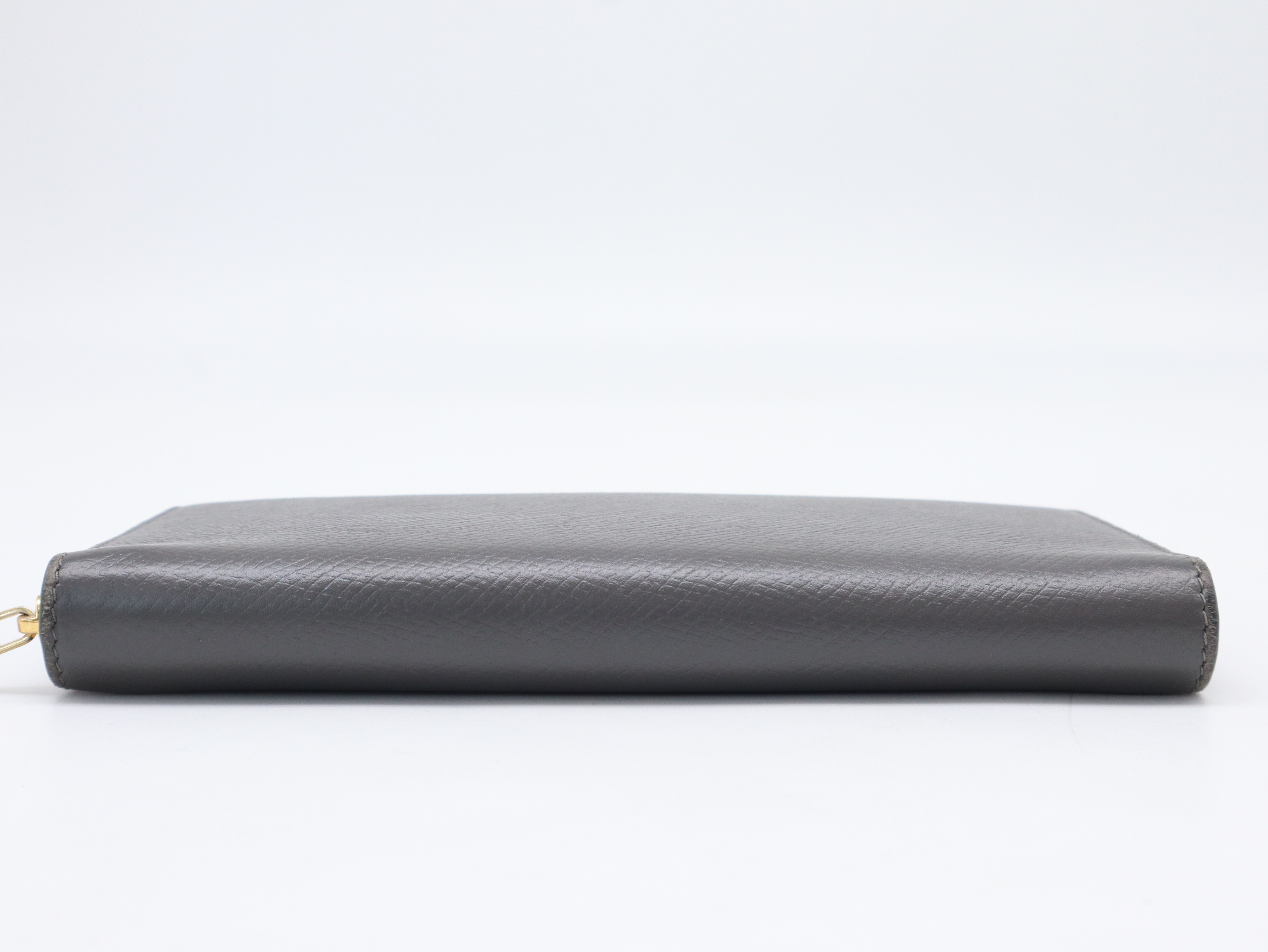 Leather Large Zipped Wallet Long Wallet Gray — view 4