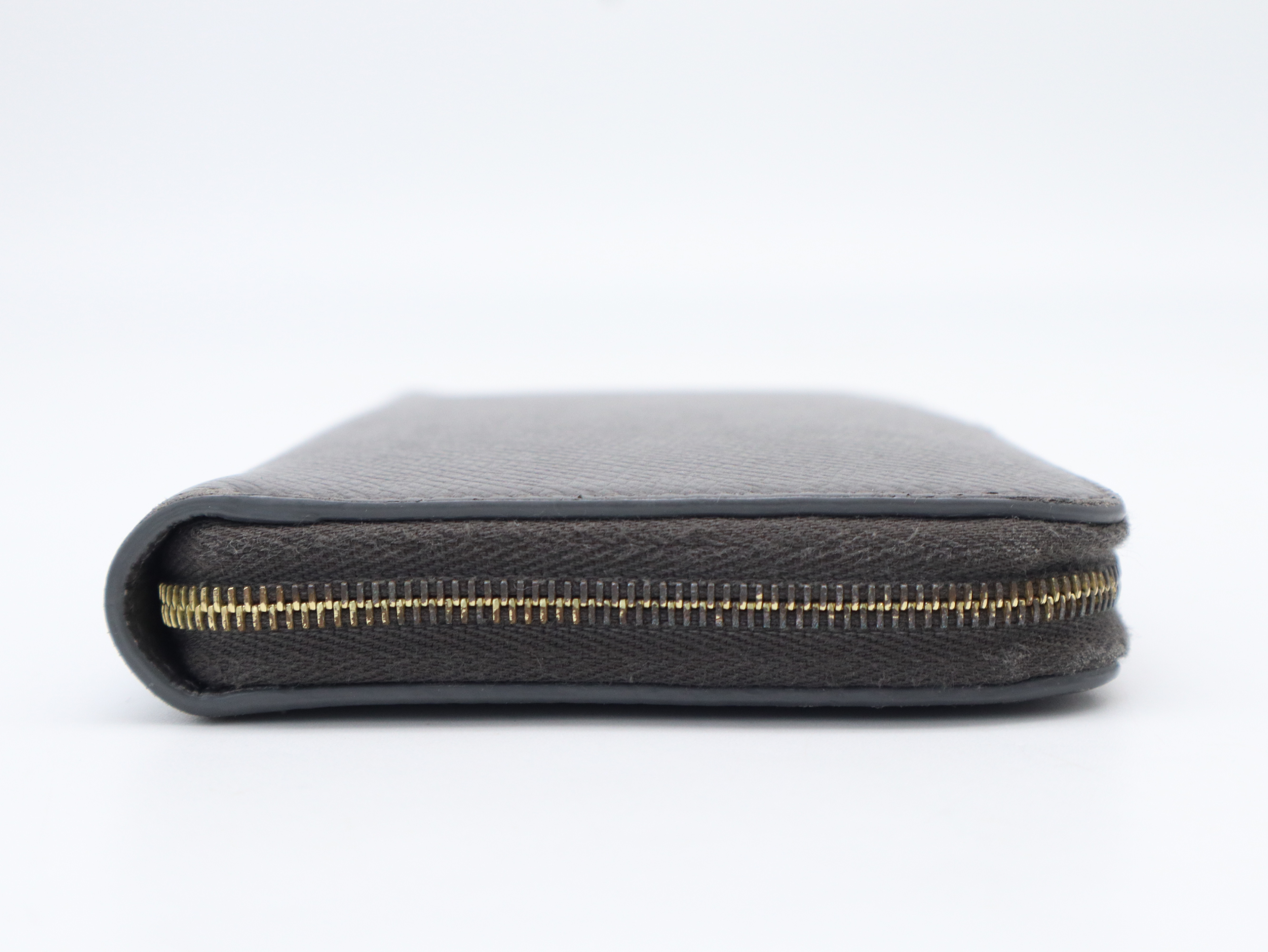 Leather Large Zipped Wallet Long Wallet Gray — view 5