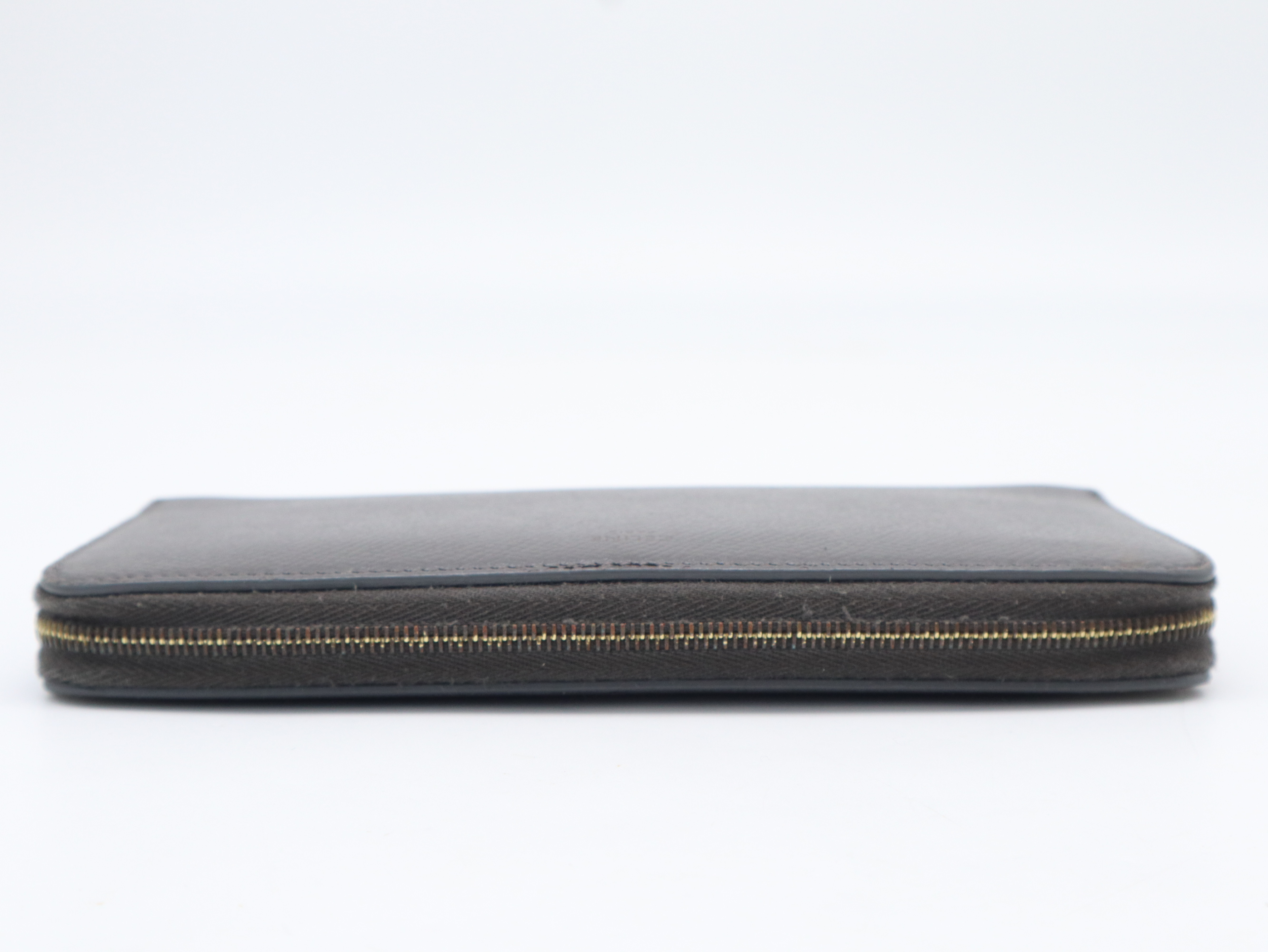 Leather Large Zipped Wallet Long Wallet Gray — view 6