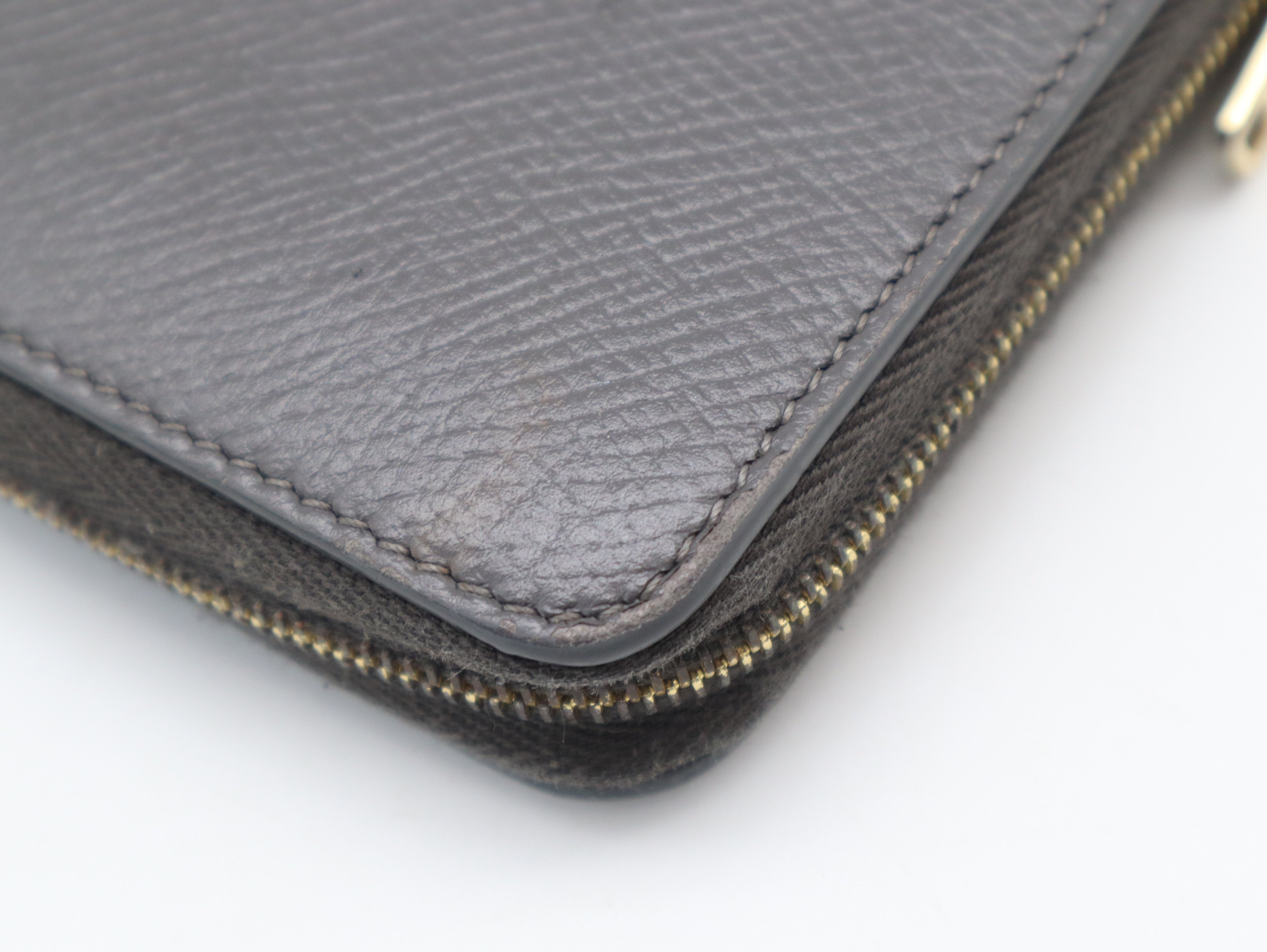 Leather Large Zipped Wallet Long Wallet Gray — view 8