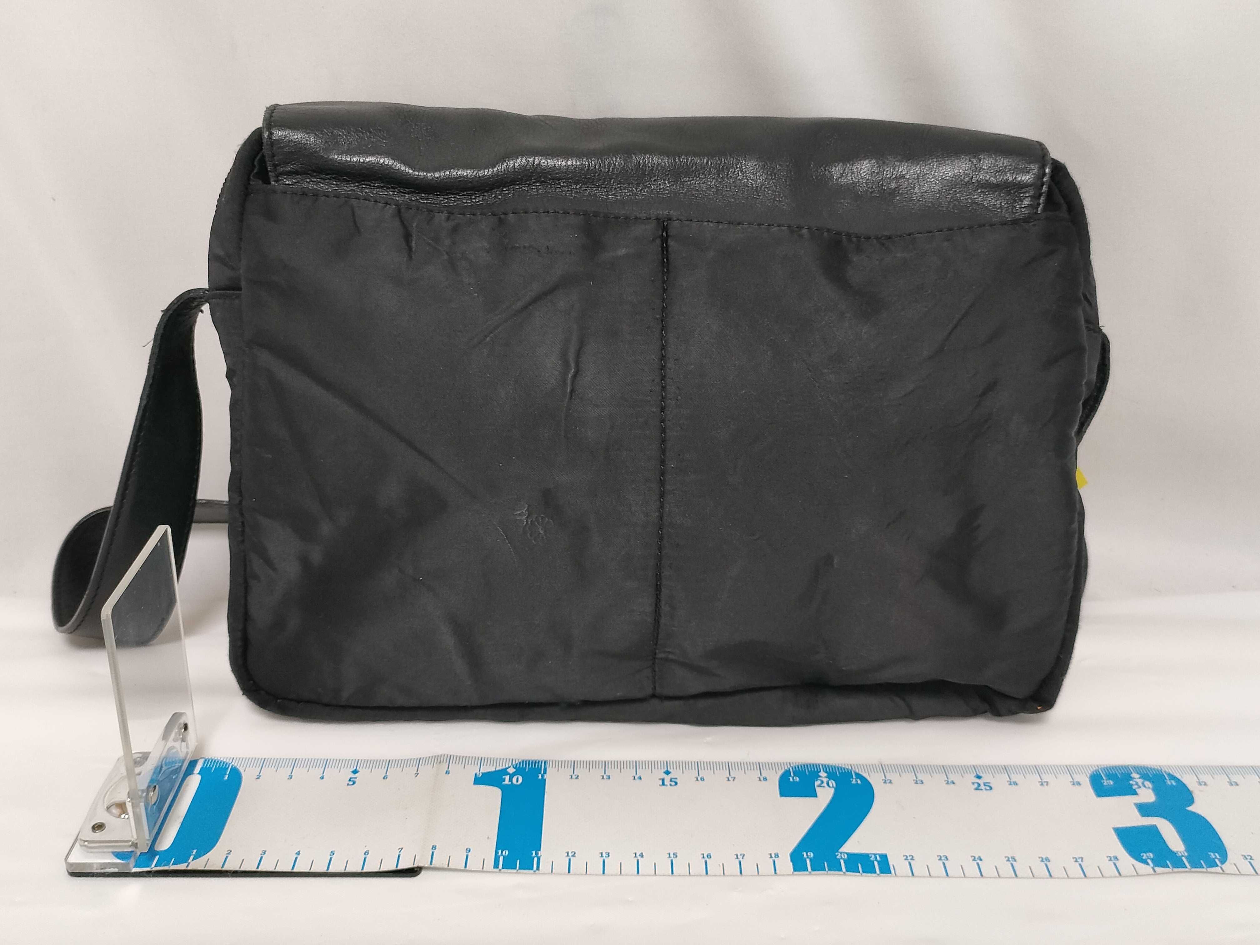 Leather/Nylon Shoulder Bag, Black — view 2