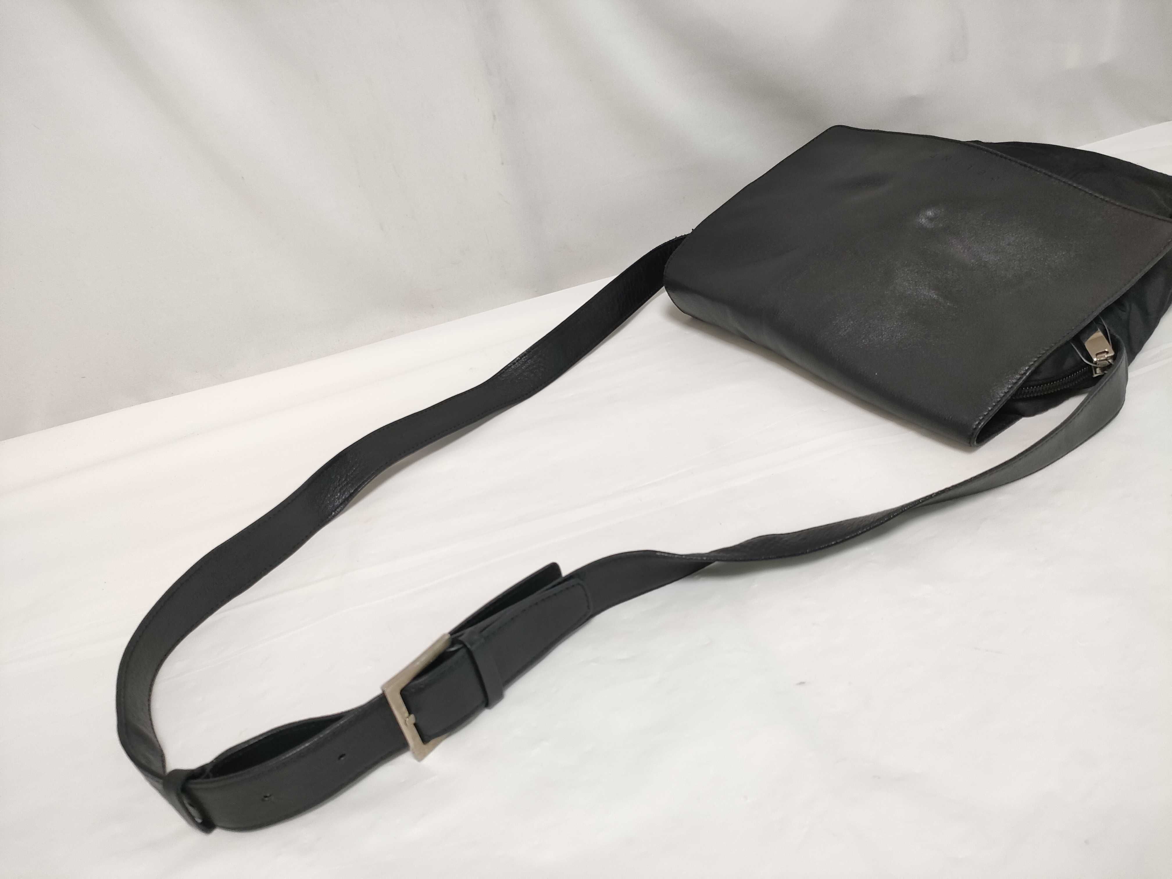 Leather/Nylon Shoulder Bag, Black — view 3