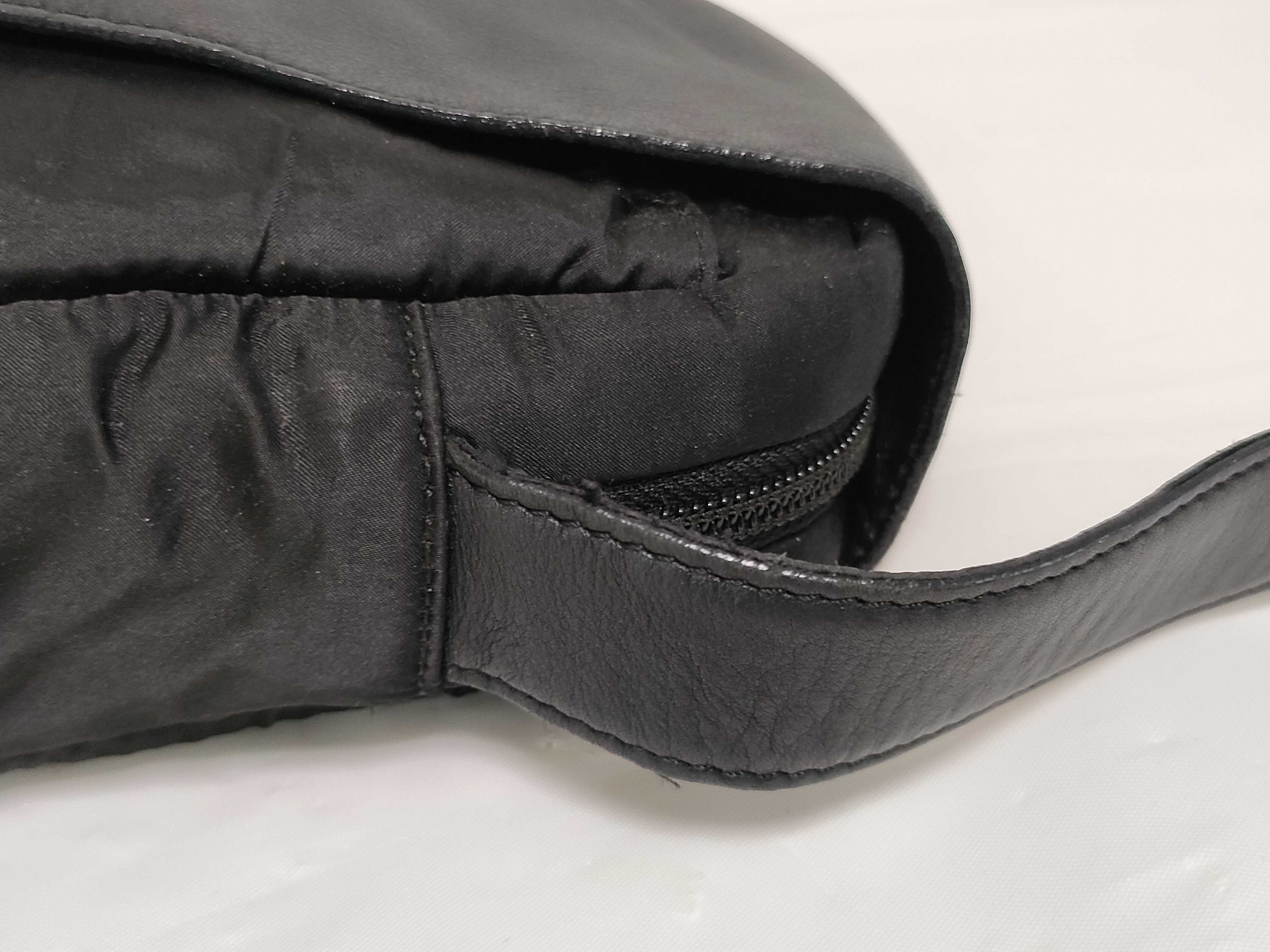 Leather/Nylon Shoulder Bag, Black — view 5