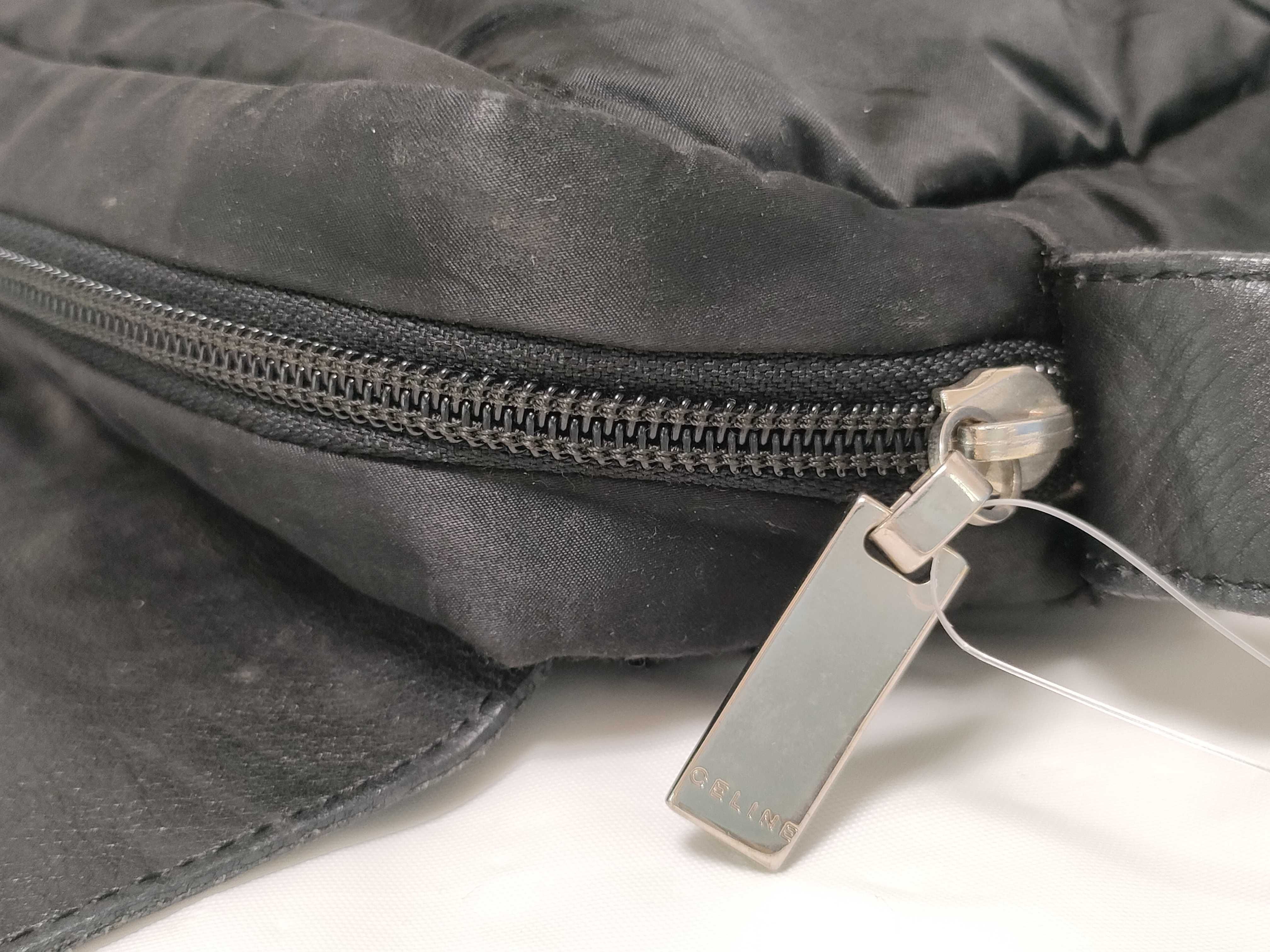 Leather/Nylon Shoulder Bag, Black — view 7