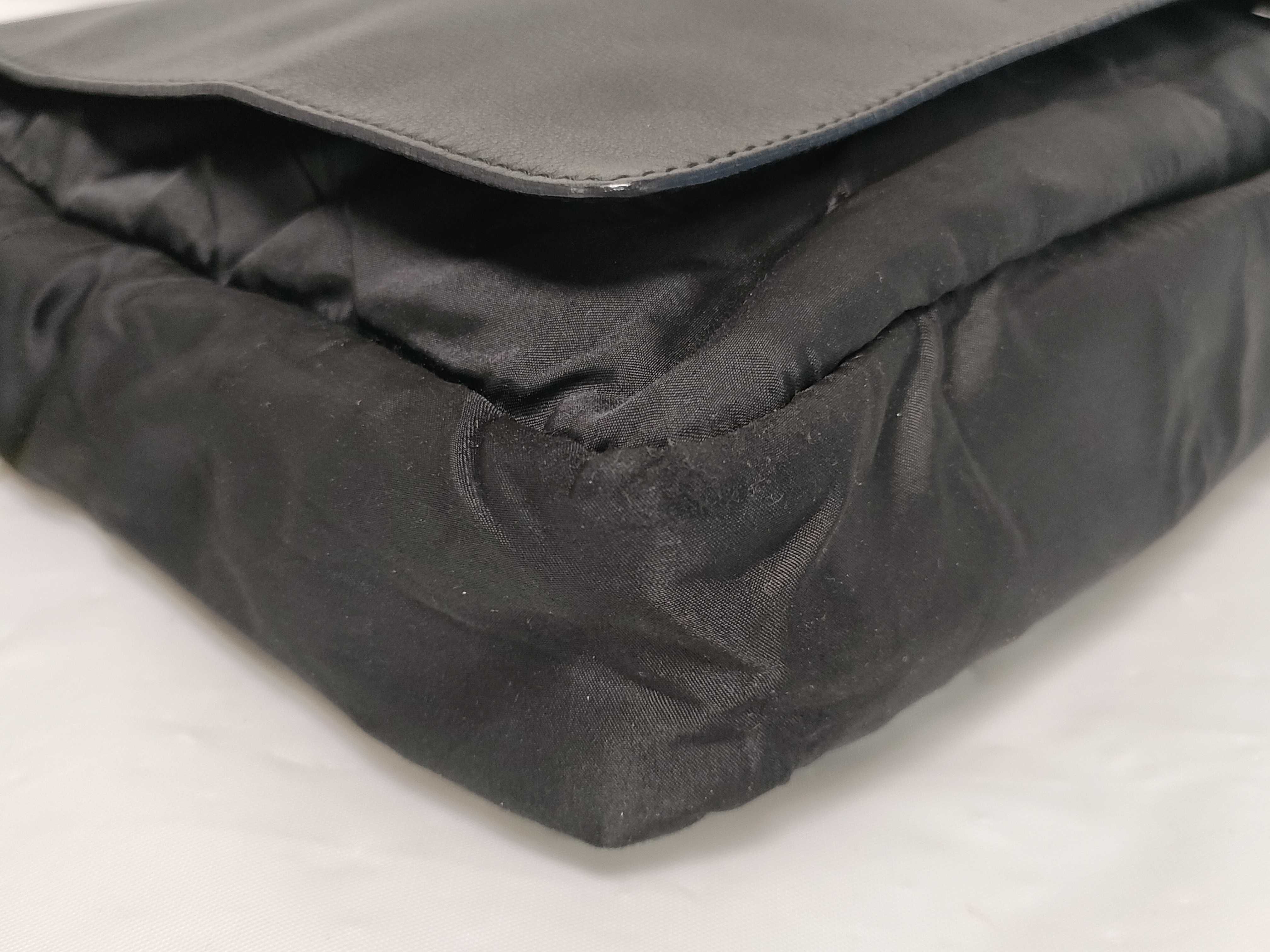 Leather/Nylon Shoulder Bag, Black — view 8