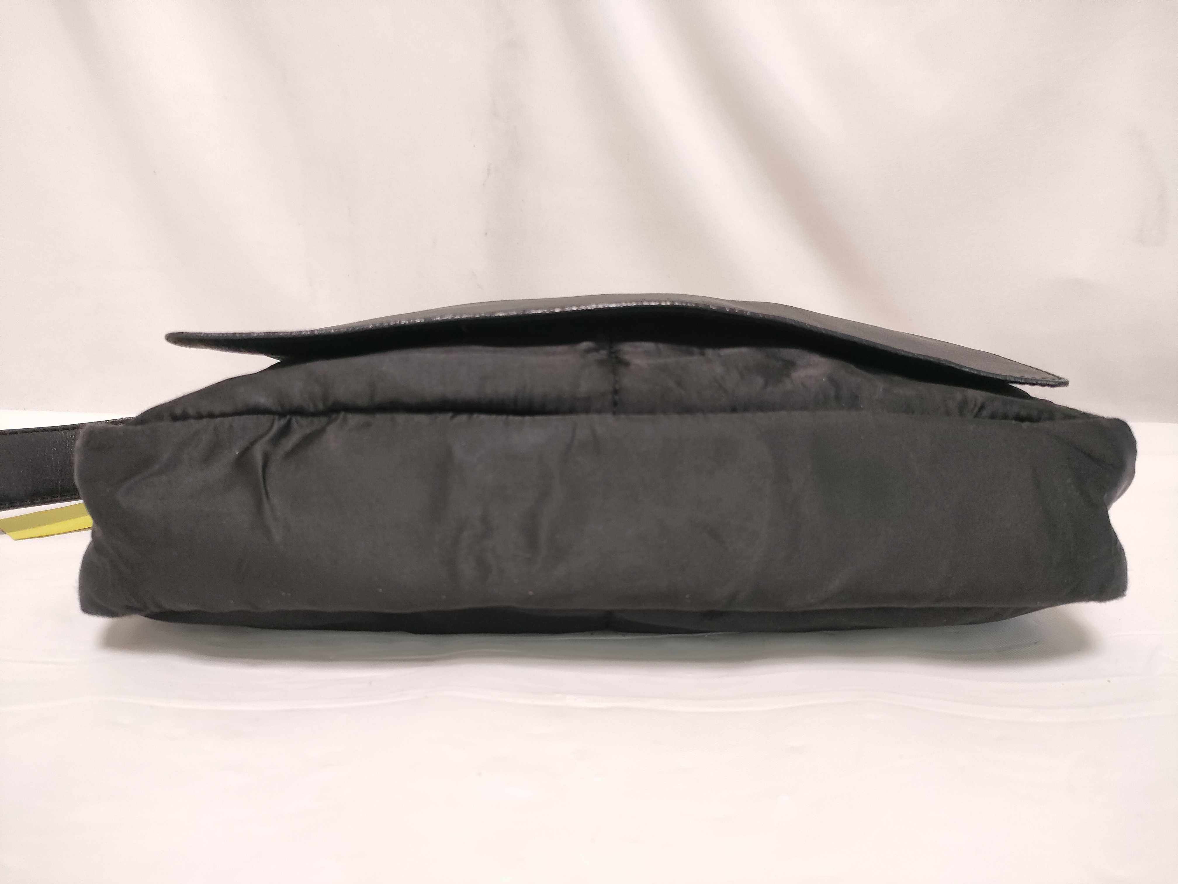 Leather/Nylon Shoulder Bag, Black — view 9