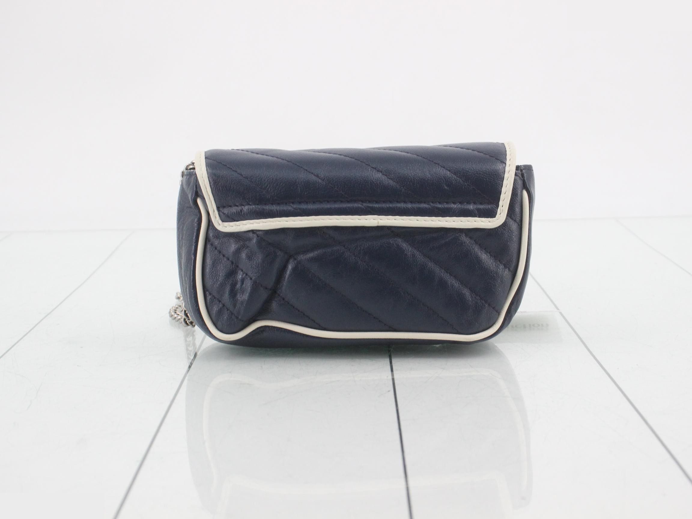 GG Marmont White and Blue Quilted Shoulder Bag — view 2