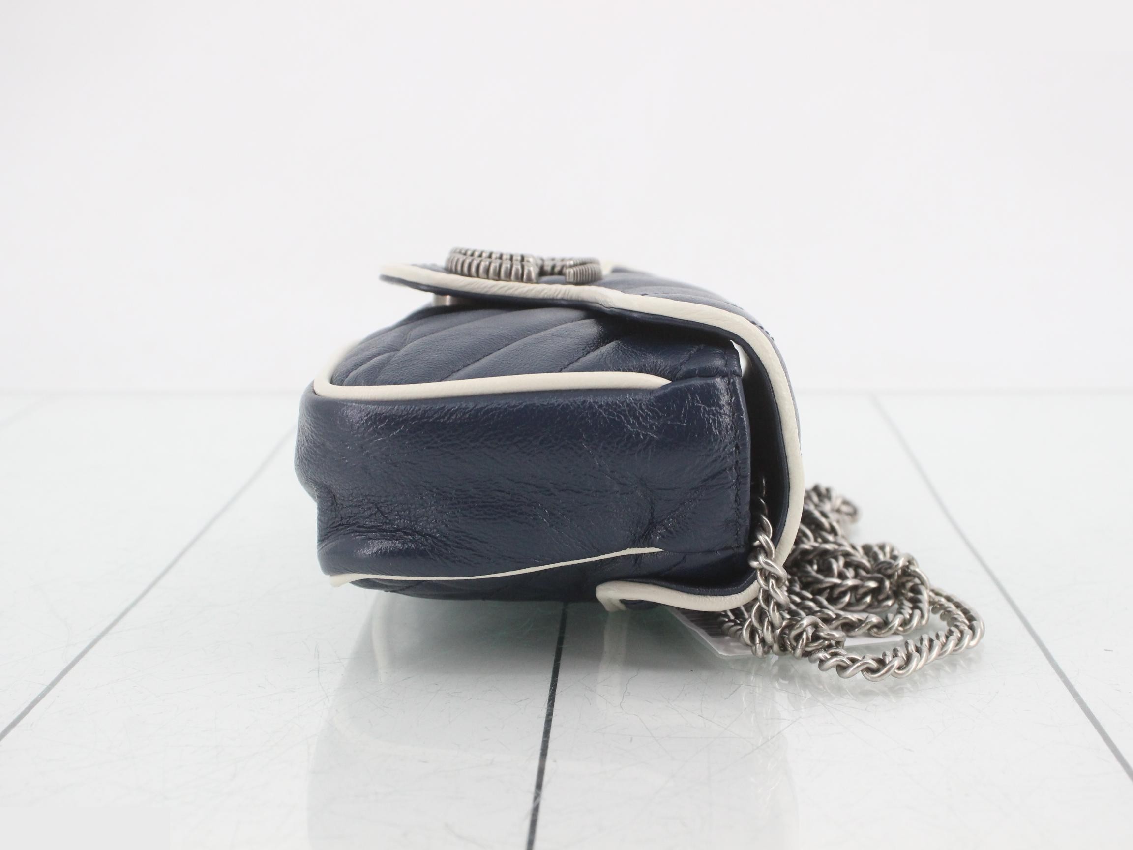 GG Marmont White and Blue Quilted Shoulder Bag — view 3