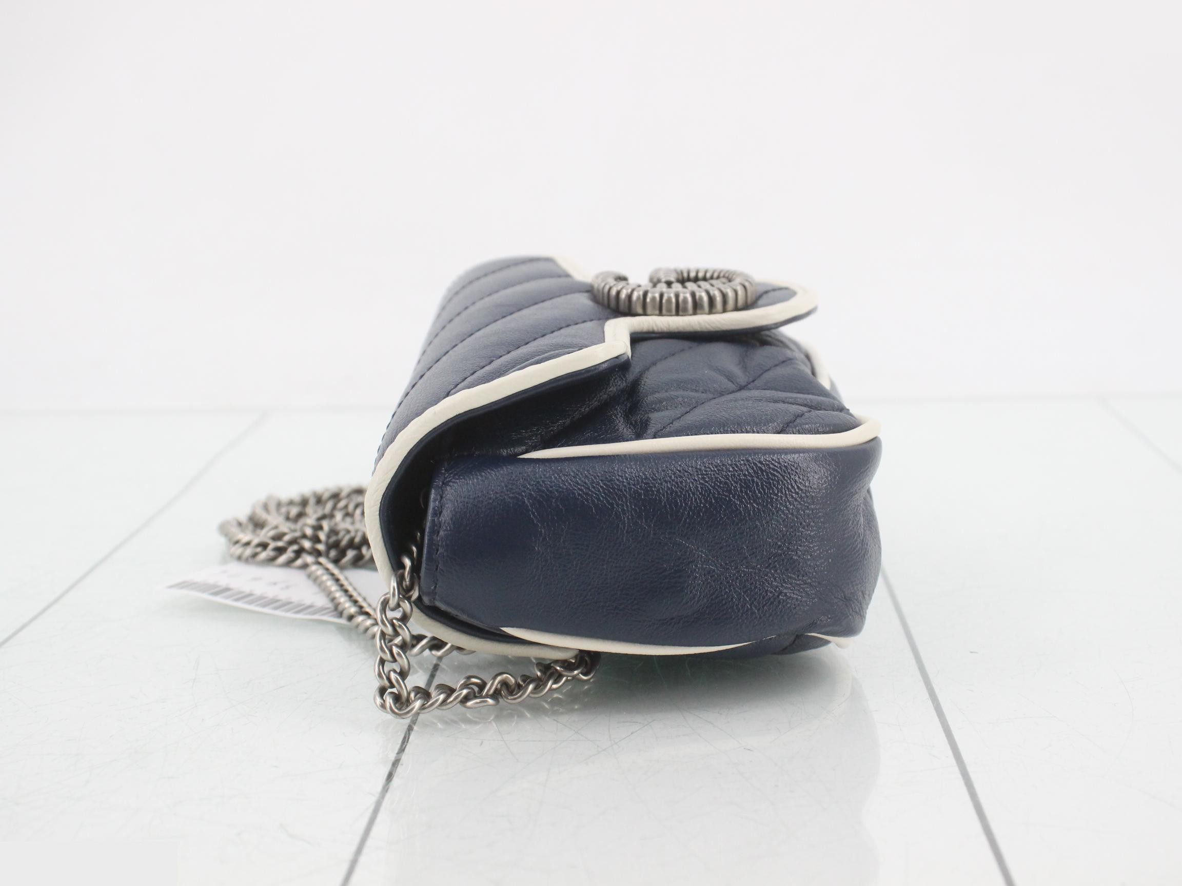 GG Marmont White and Blue Quilted Shoulder Bag — view 4