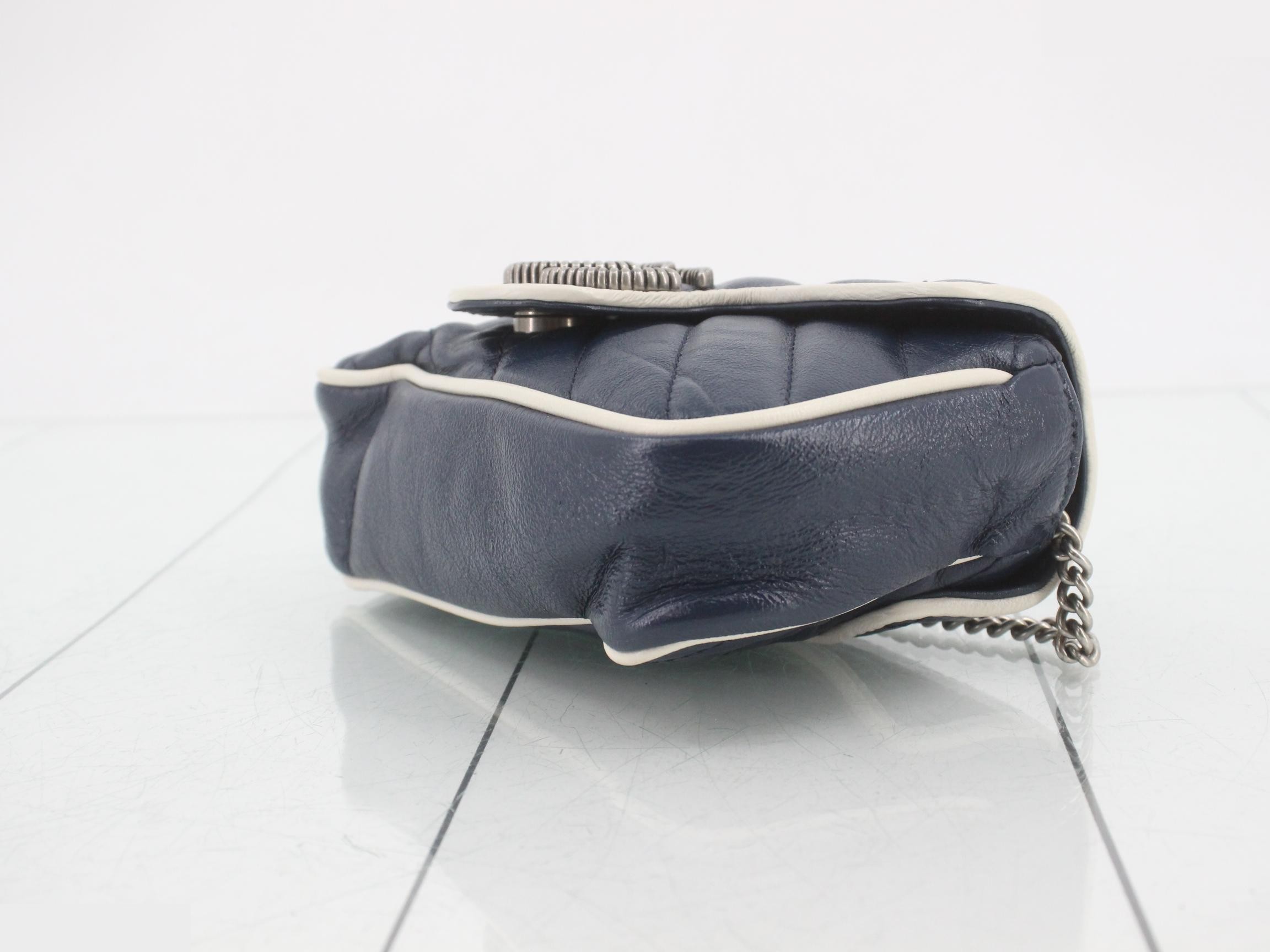 GG Marmont White and Blue Quilted Shoulder Bag — view 6
