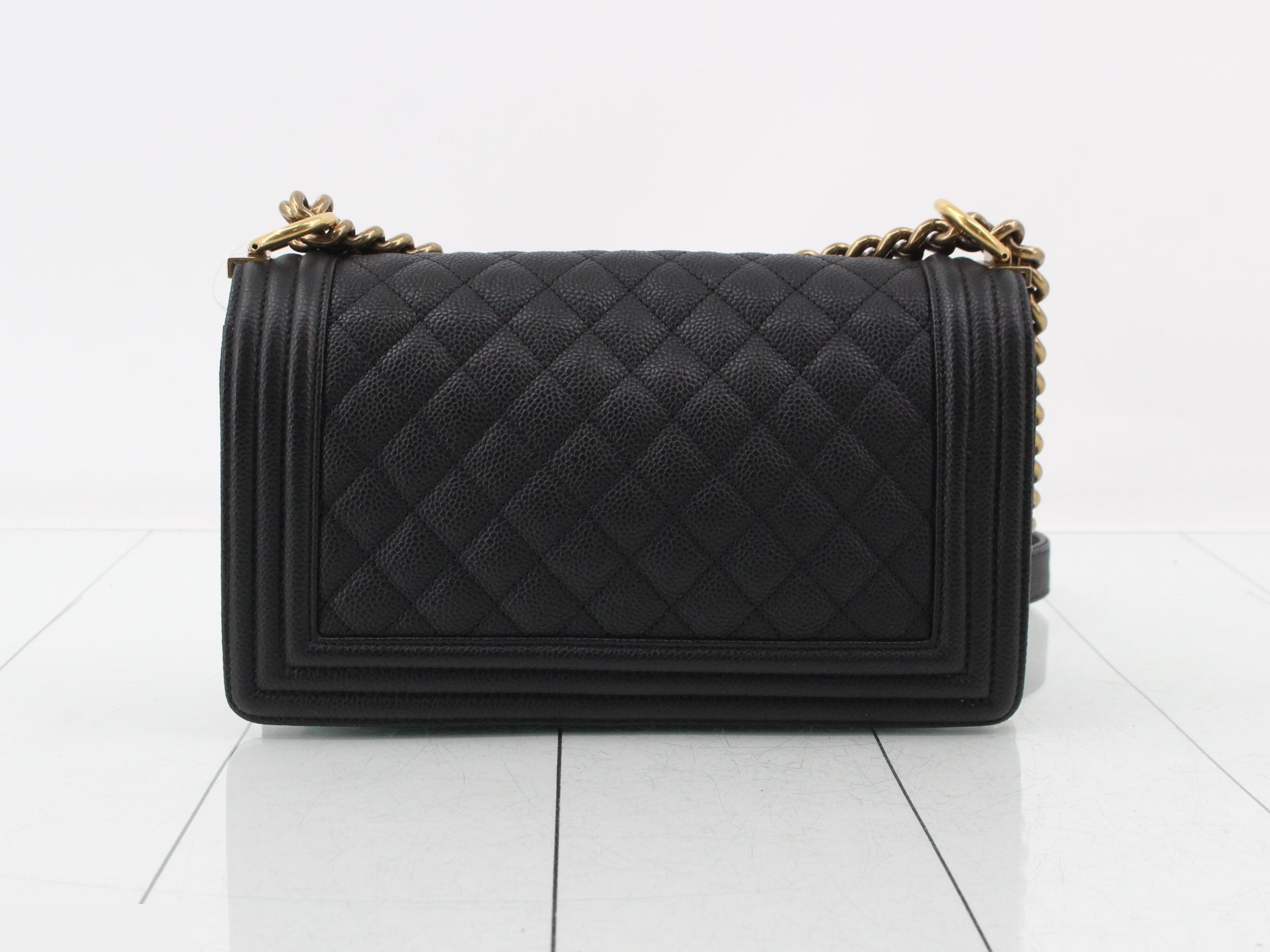 Boy Chanel Caviar Skin Chain Shoulder Bag, Black — view 2