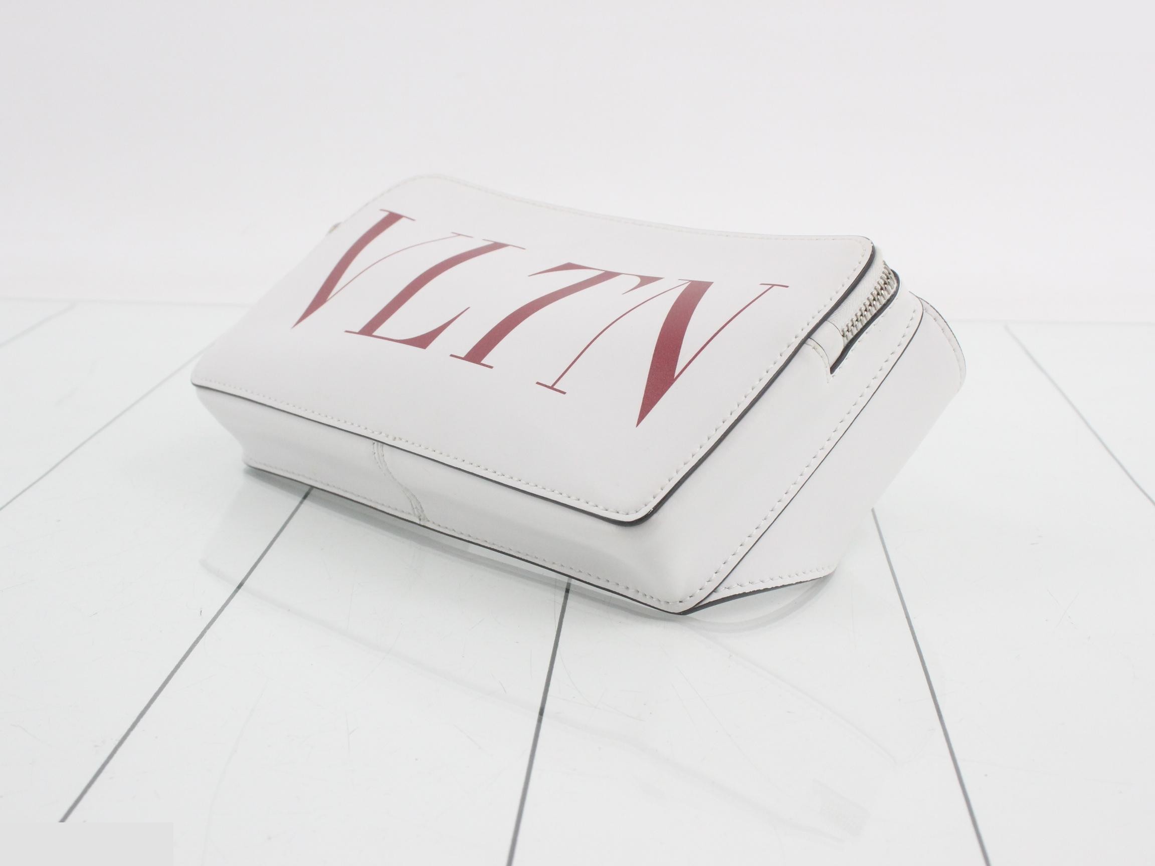 VLTN logo body bag, leather, white and red. — view 6