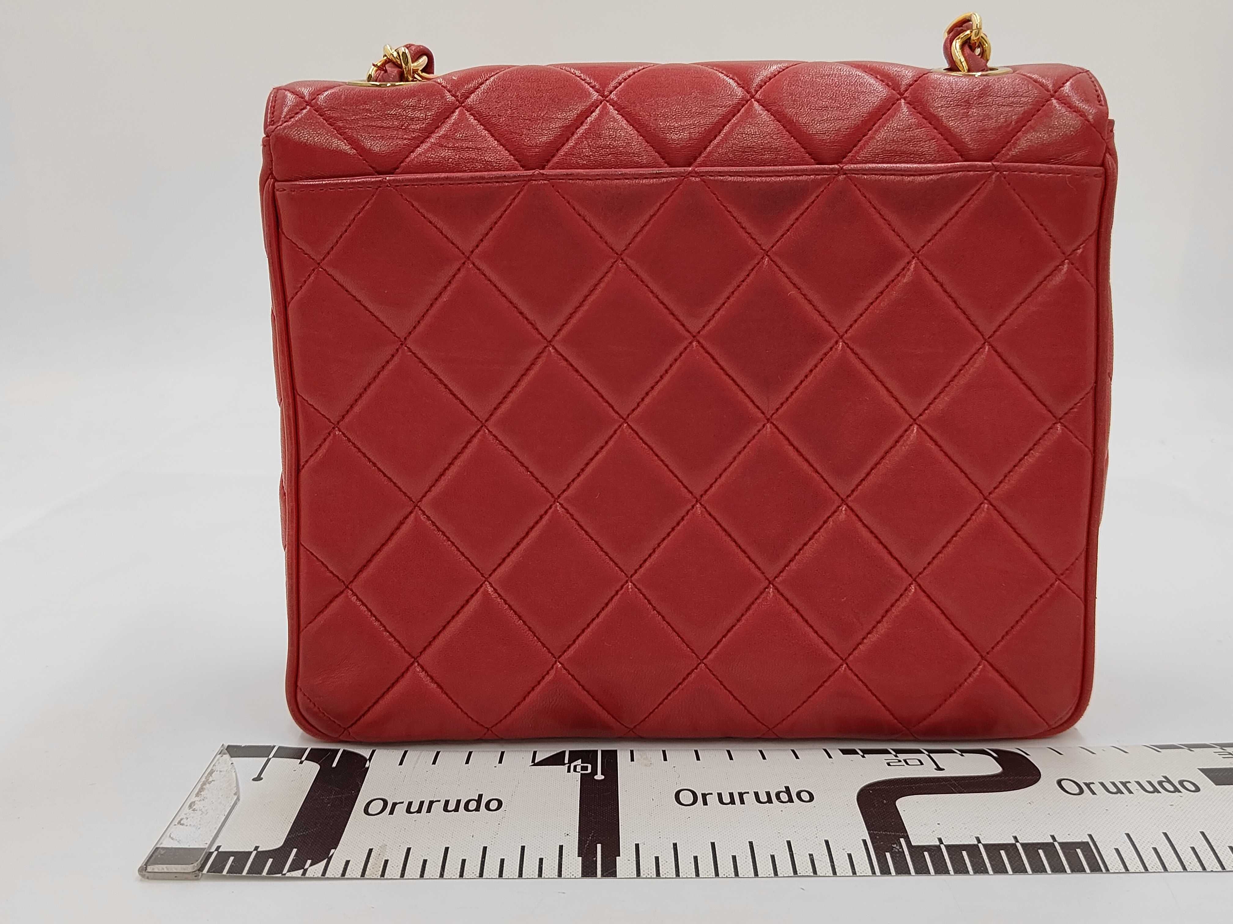 Lambskin Large Matelassé Chain Shoulder Bag, Red Shoulder Bag — view 2