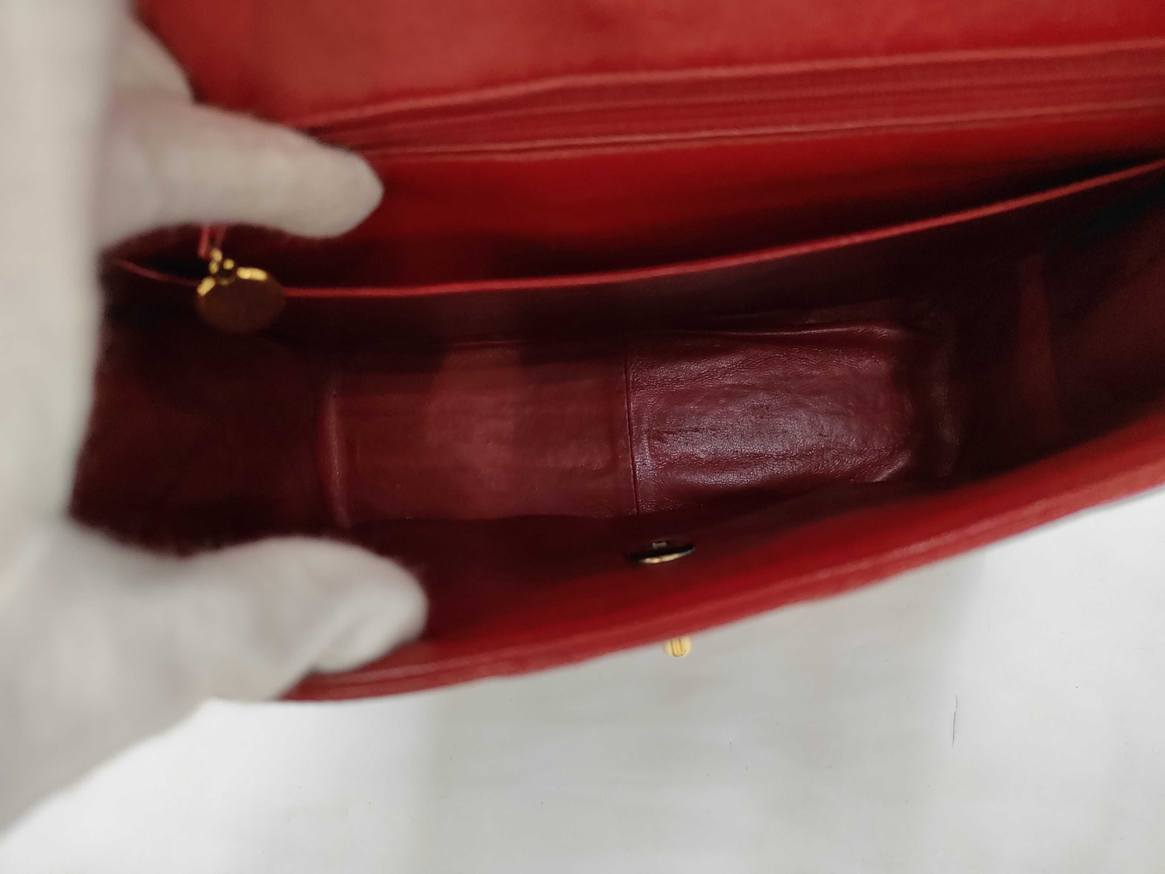 Lambskin Large Matelassé Chain Shoulder Bag, Red Shoulder Bag — view 11