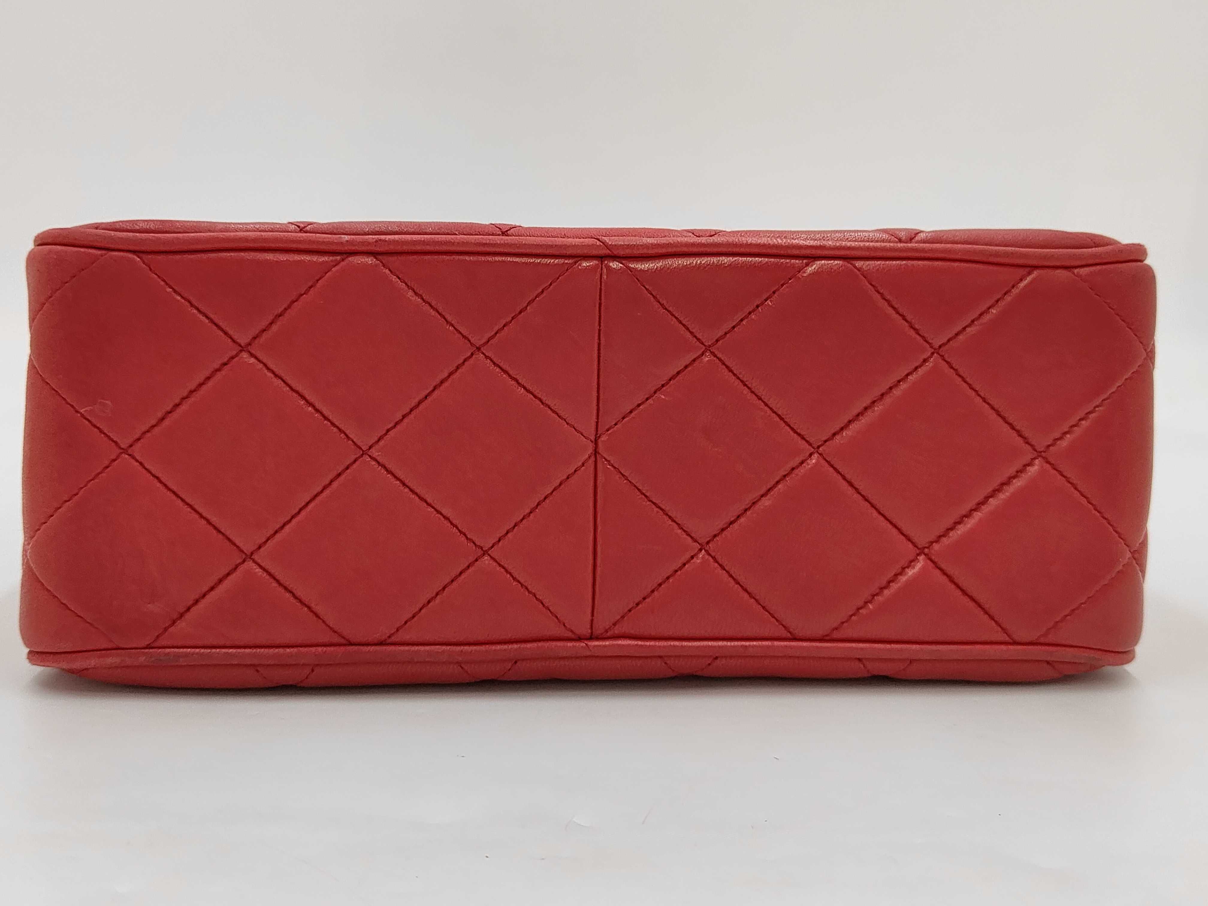 Lambskin Large Matelassé Chain Shoulder Bag, Red Shoulder Bag — view 4