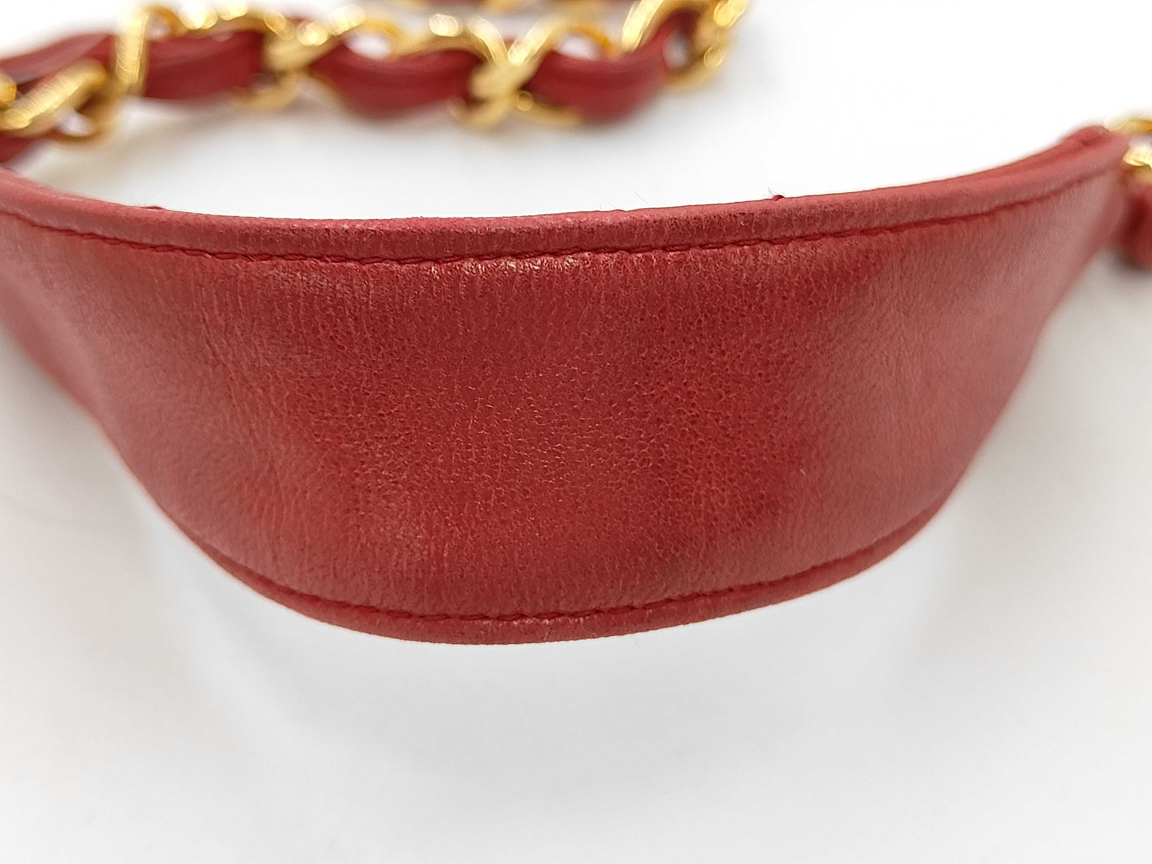 Lambskin Large Matelassé Chain Shoulder Bag, Red Shoulder Bag — view 8
