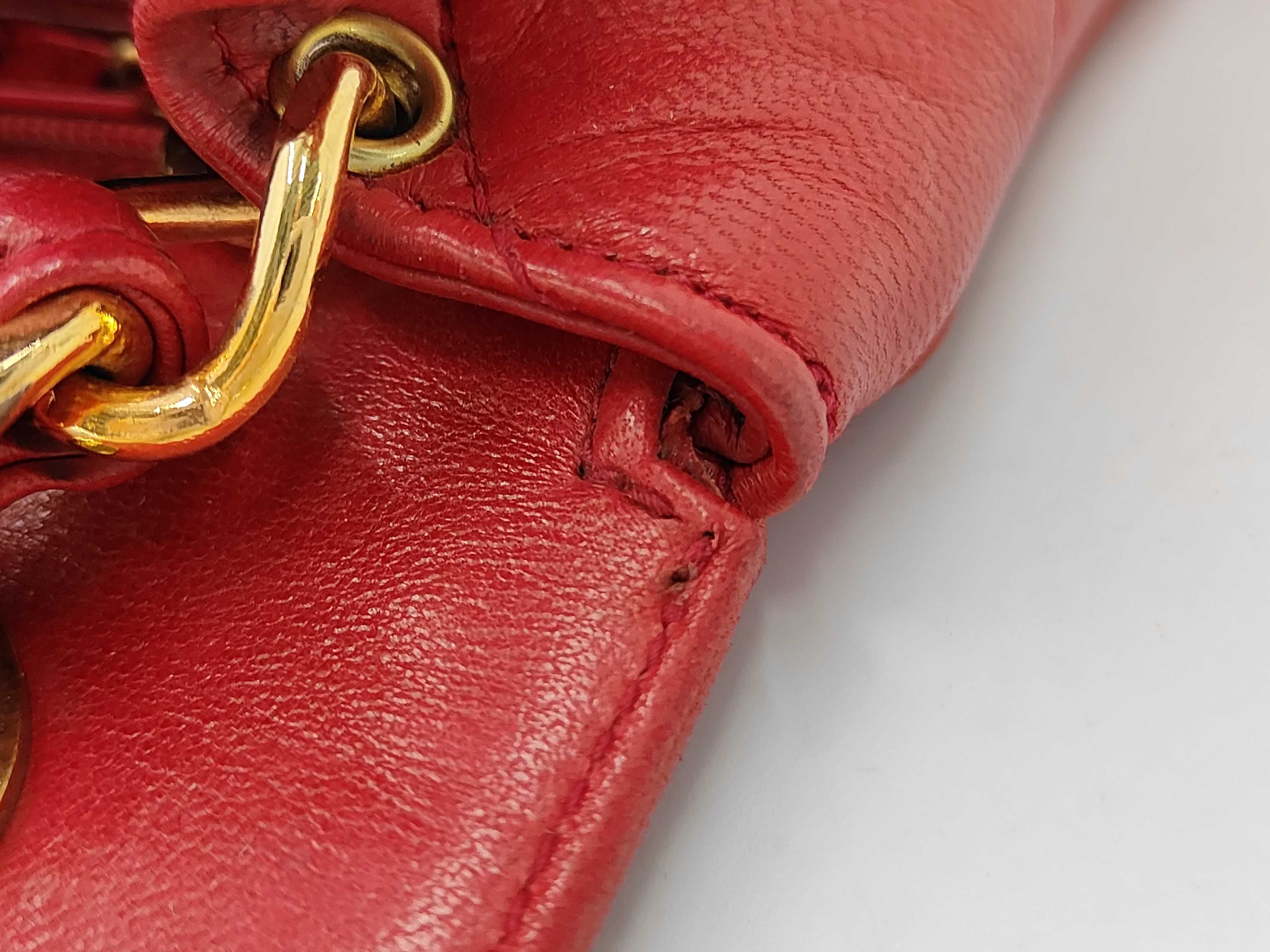Lambskin Large Matelassé Chain Shoulder Bag, Red Shoulder Bag — view 10