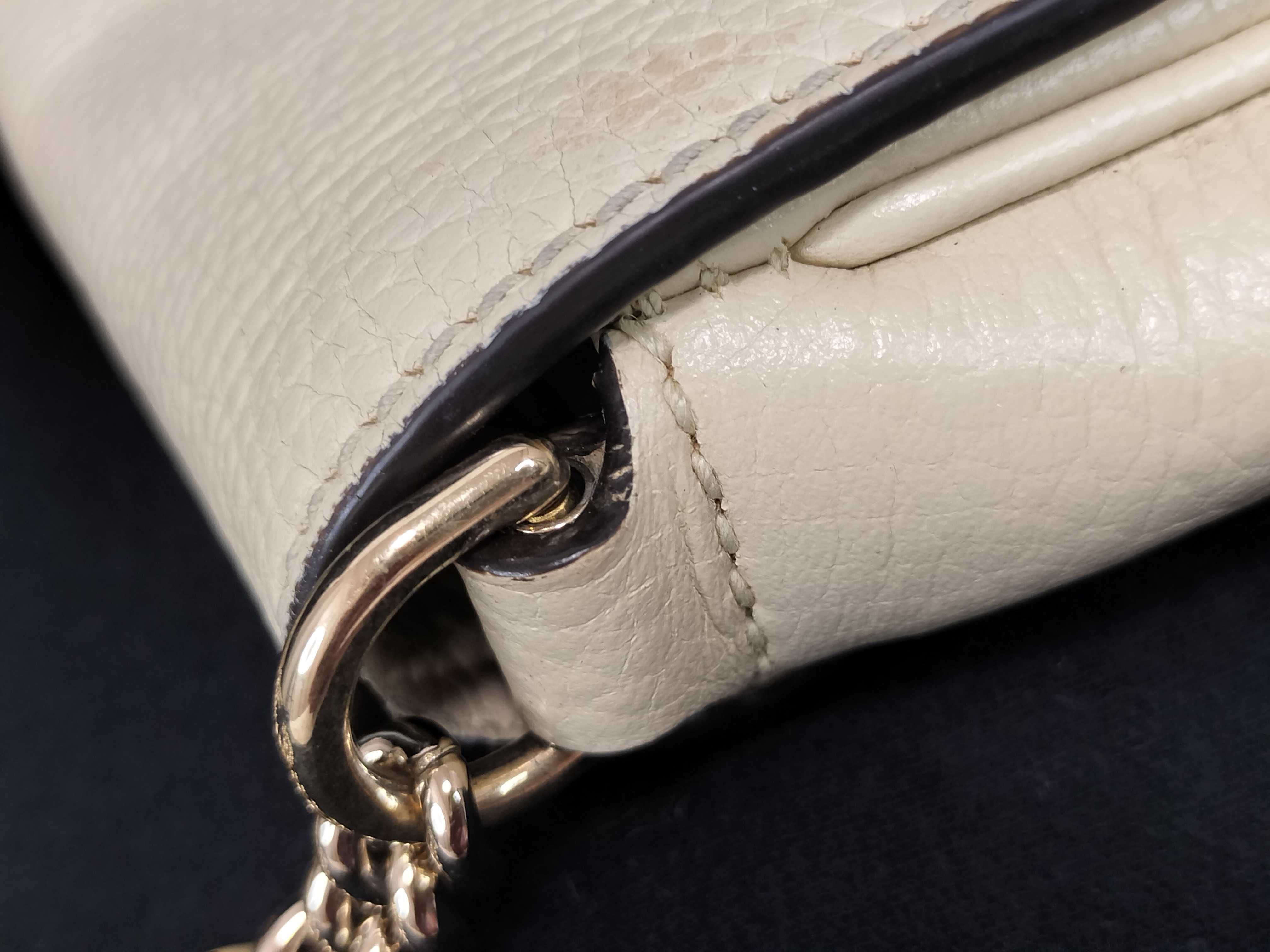 Soho Leather Chain Shoulder Bag, White, 536224 213317 (Shoulder Bag) — view 5