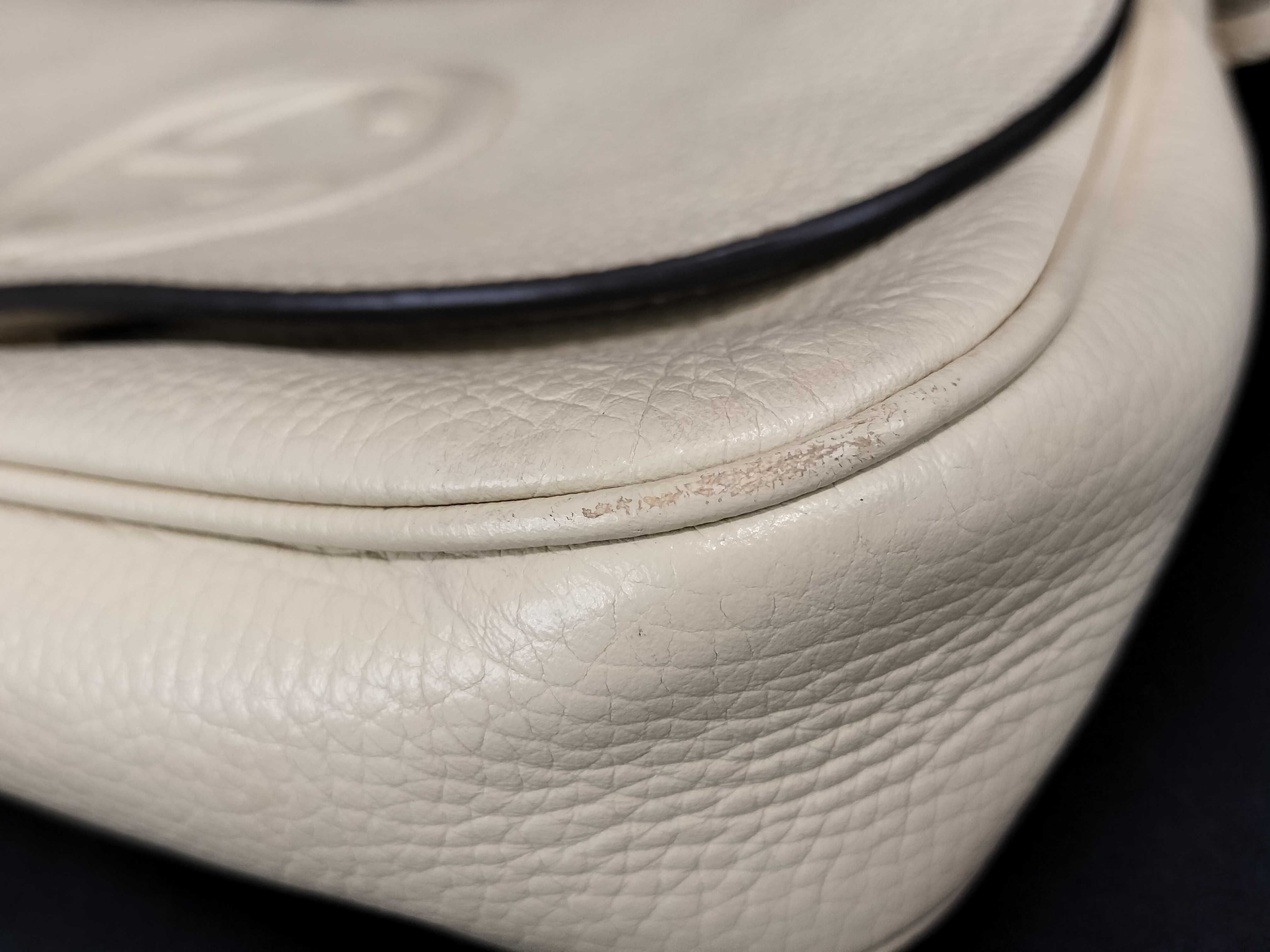 Soho Leather Chain Shoulder Bag, White, 536224 213317 (Shoulder Bag) — view 6