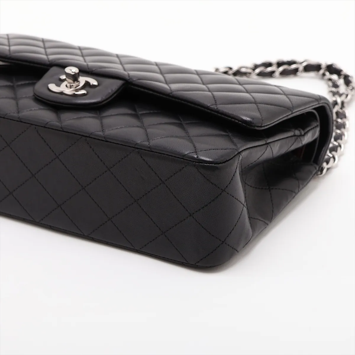 [Individually packaged] Chanel Matelassé 25 Lambskin Double Flap Double Chain Bag, Black with Silver Hardware, 16895508, Serial Number 16, Series A01112 — view 3