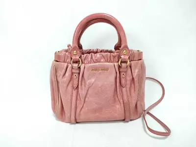 Vitello Luxe Handbag, 2-way Shoulder Bag, Gathered Handbag