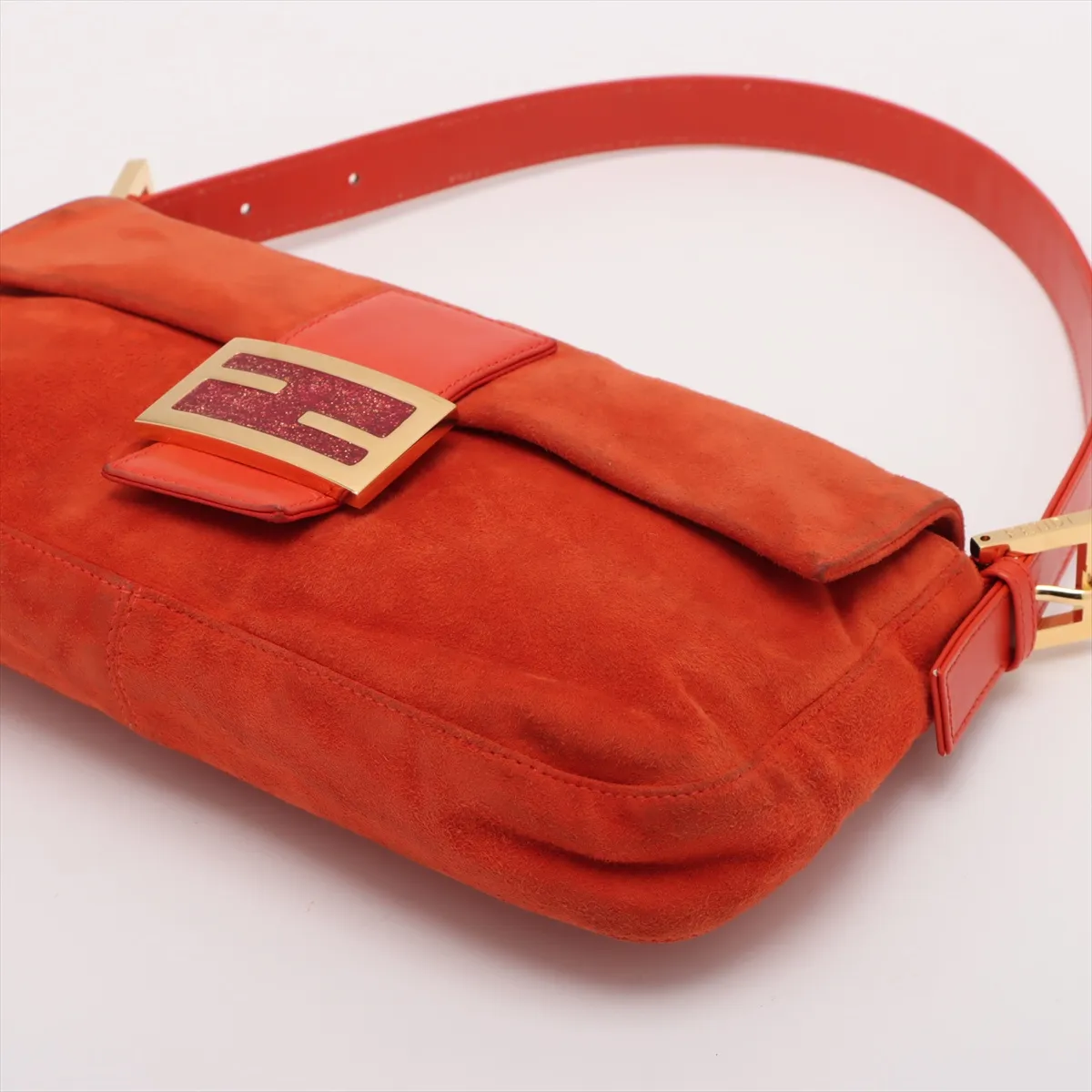 Mamma Bucket Suede x Leather Shoulder Bag Orange 26424 — view 3
