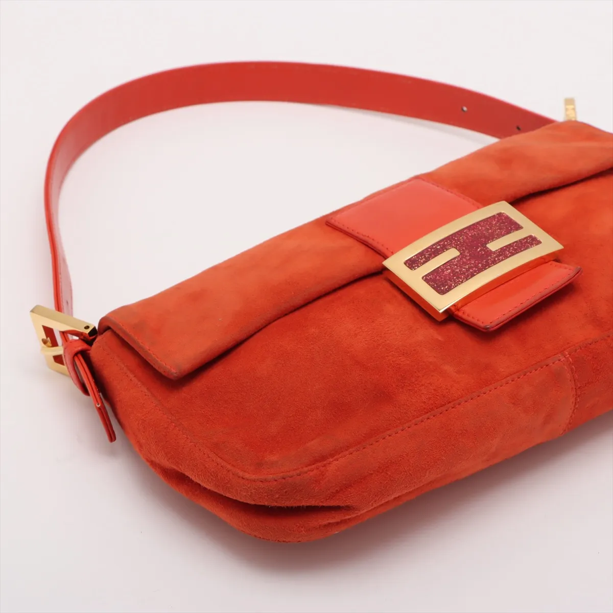 Mamma Bucket Suede x Leather Shoulder Bag Orange 26424 — view 4