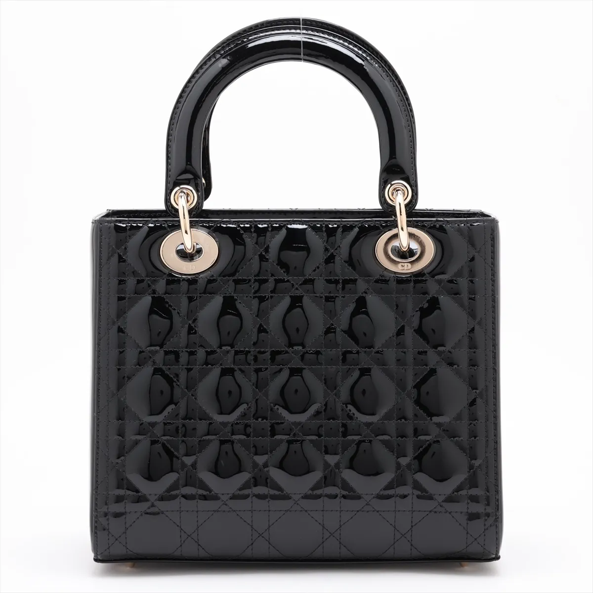 Cannage Lady Dior Patent Leather 2-Way Handbag, Black — view 2