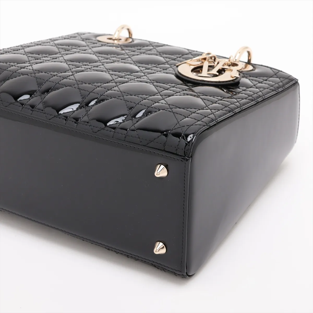 Cannage Lady Dior Patent Leather 2-Way Handbag, Black — view 3