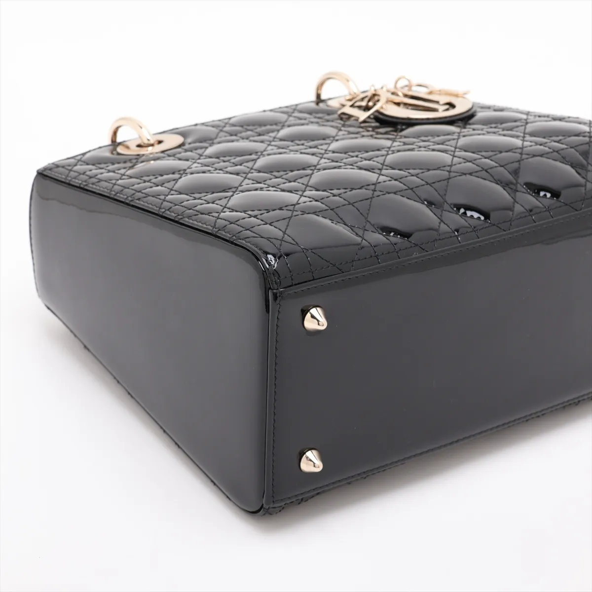 Cannage Lady Dior Patent Leather 2-Way Handbag, Black — view 4