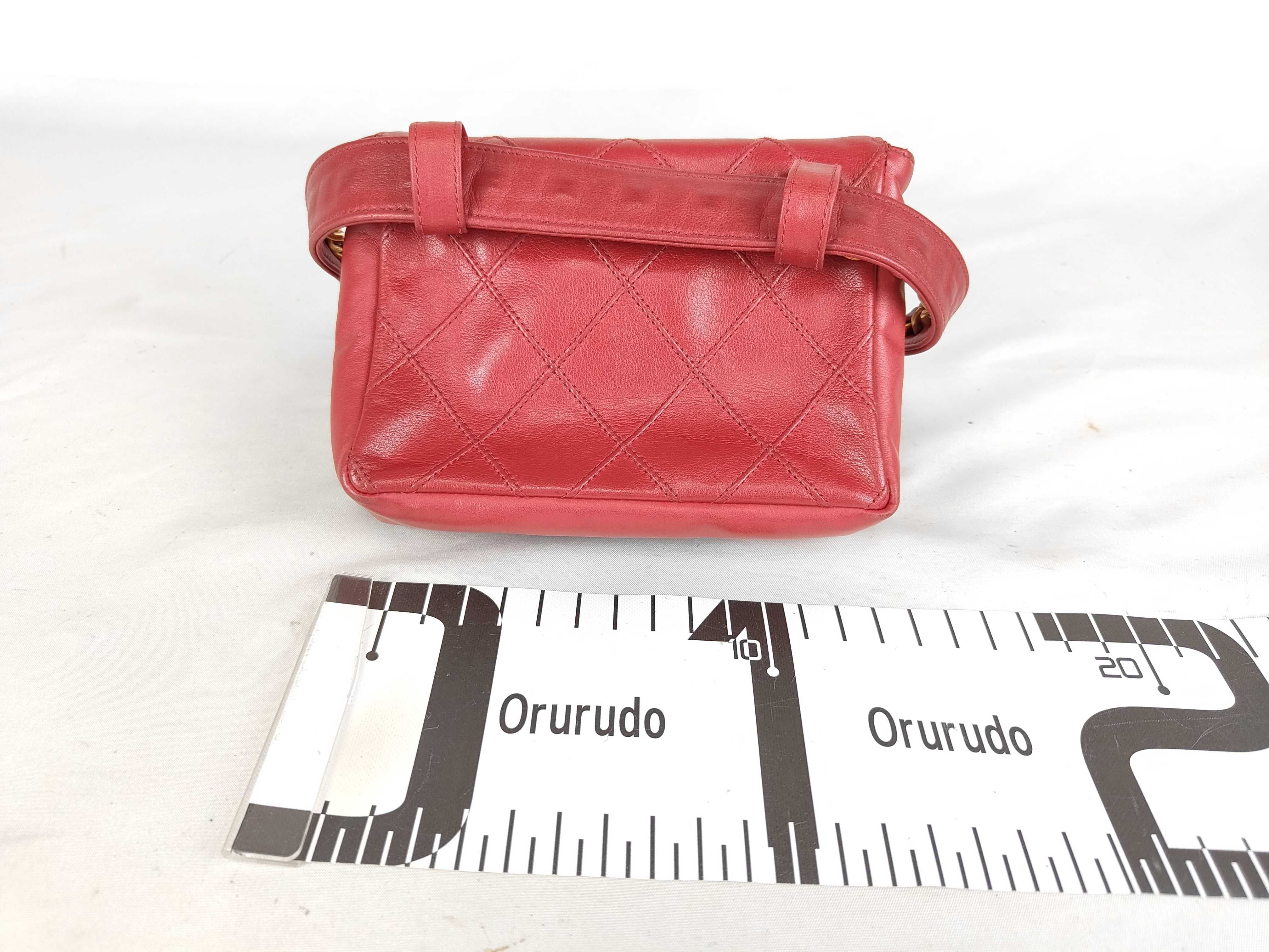 Lambskin Waist Pouch, Red Waist Bag — view 2