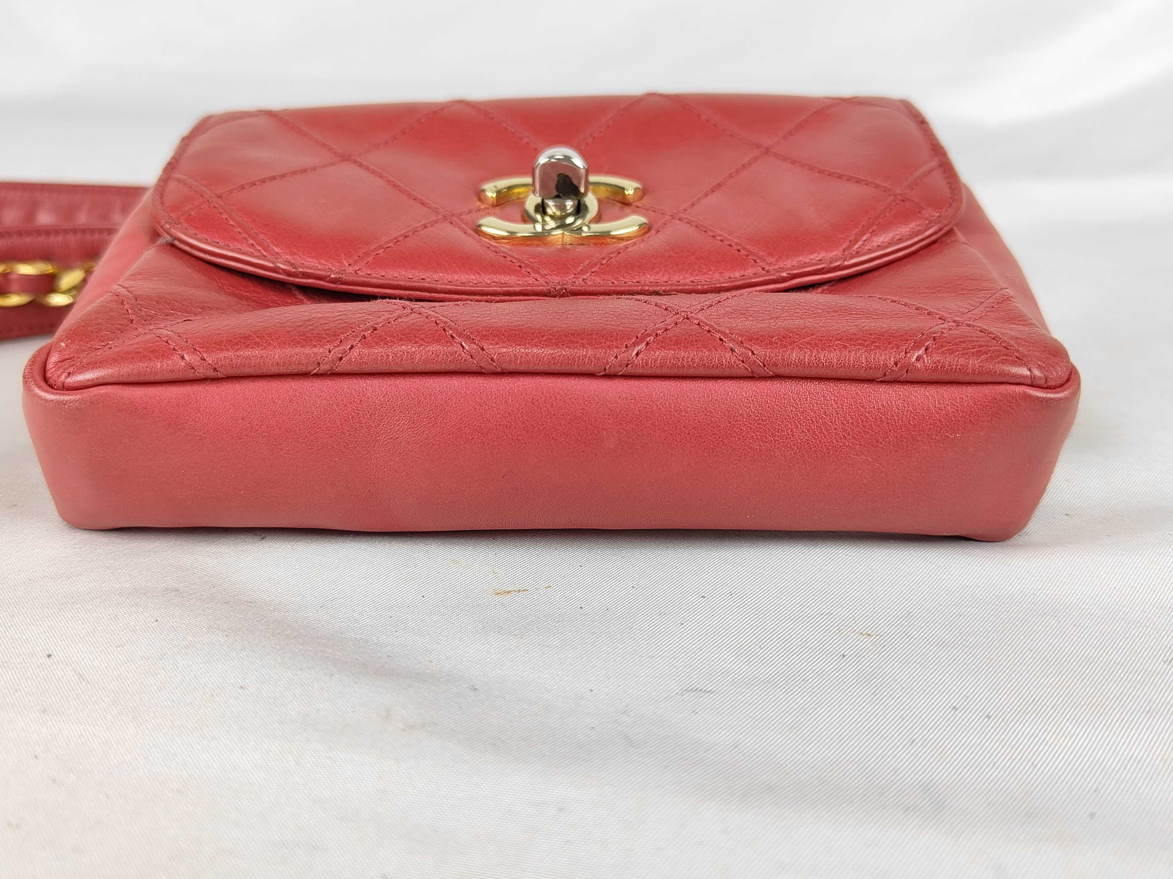 Lambskin Waist Pouch, Red Waist Bag — view 7