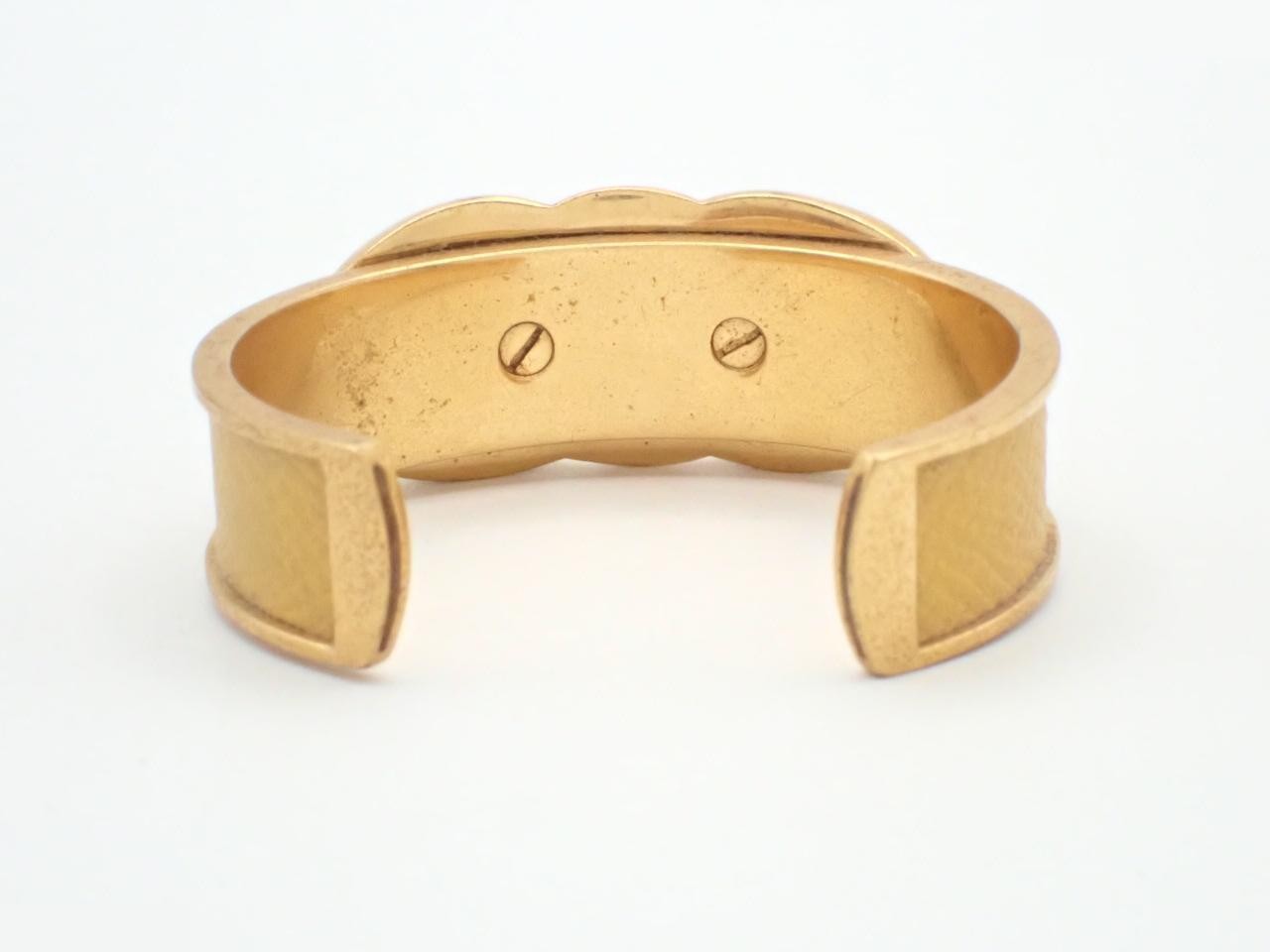 bangle bracelet, gold, leather — view 2